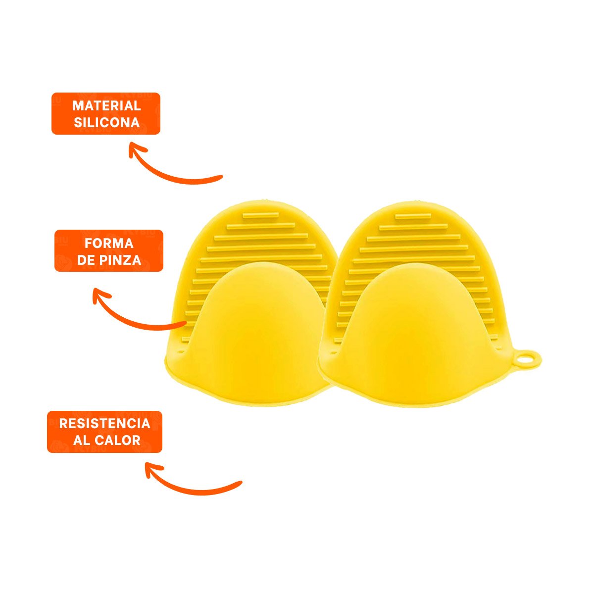 GUANTES MANOPLAS DE SILICONA AMARILLO PARA COCINA Y HOGAR SEGURO 7,3X9,5CM Y+POST IT - 5