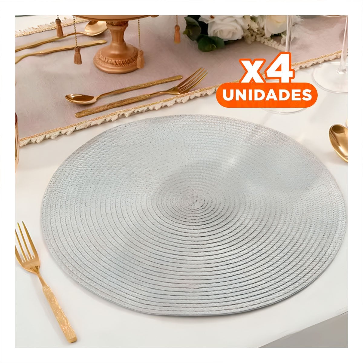 PACK4 MANTEL TEXTIL CIRCULAR BOHO PLOMO PARA DECORACION HOGAR Y+PAPEL REGALO - 1