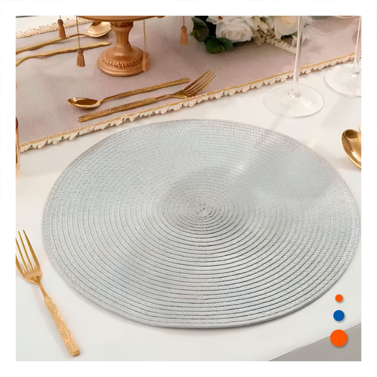 PACK4 MANTEL TEXTIL CIRCULAR BOHO PLOMO PARA DECORACION HOGAR Y+PAPEL REGALO - 5