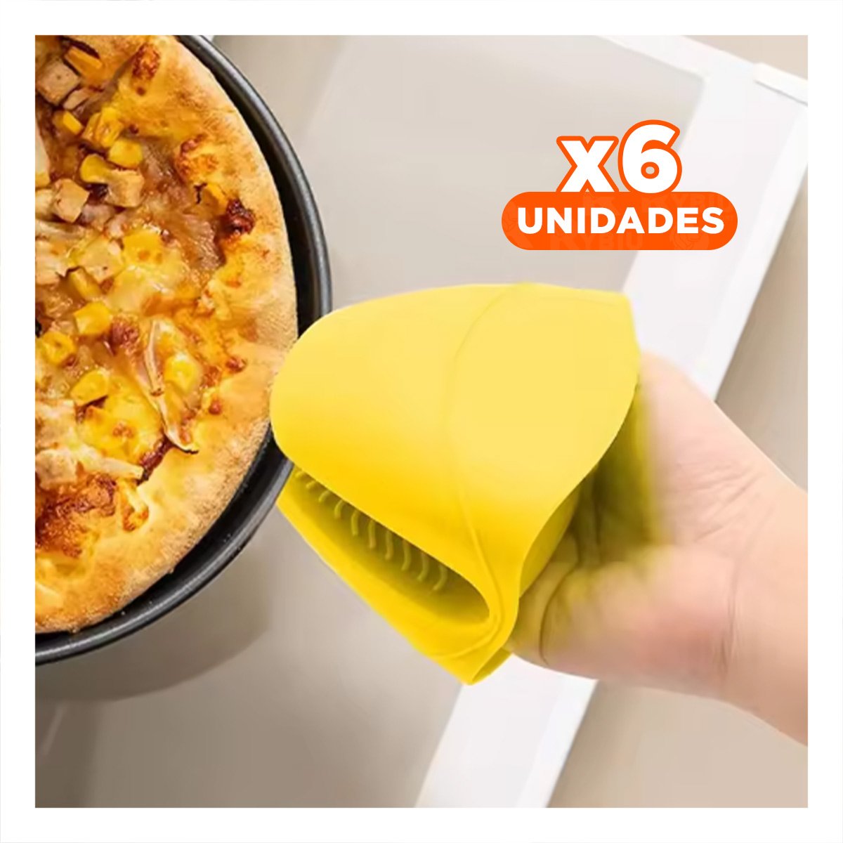 PACK6 PROTECCIONES COMODAS DE SILICONA AMARILLO PARA USO EN COCINA 7,3X9,5CM - 1
