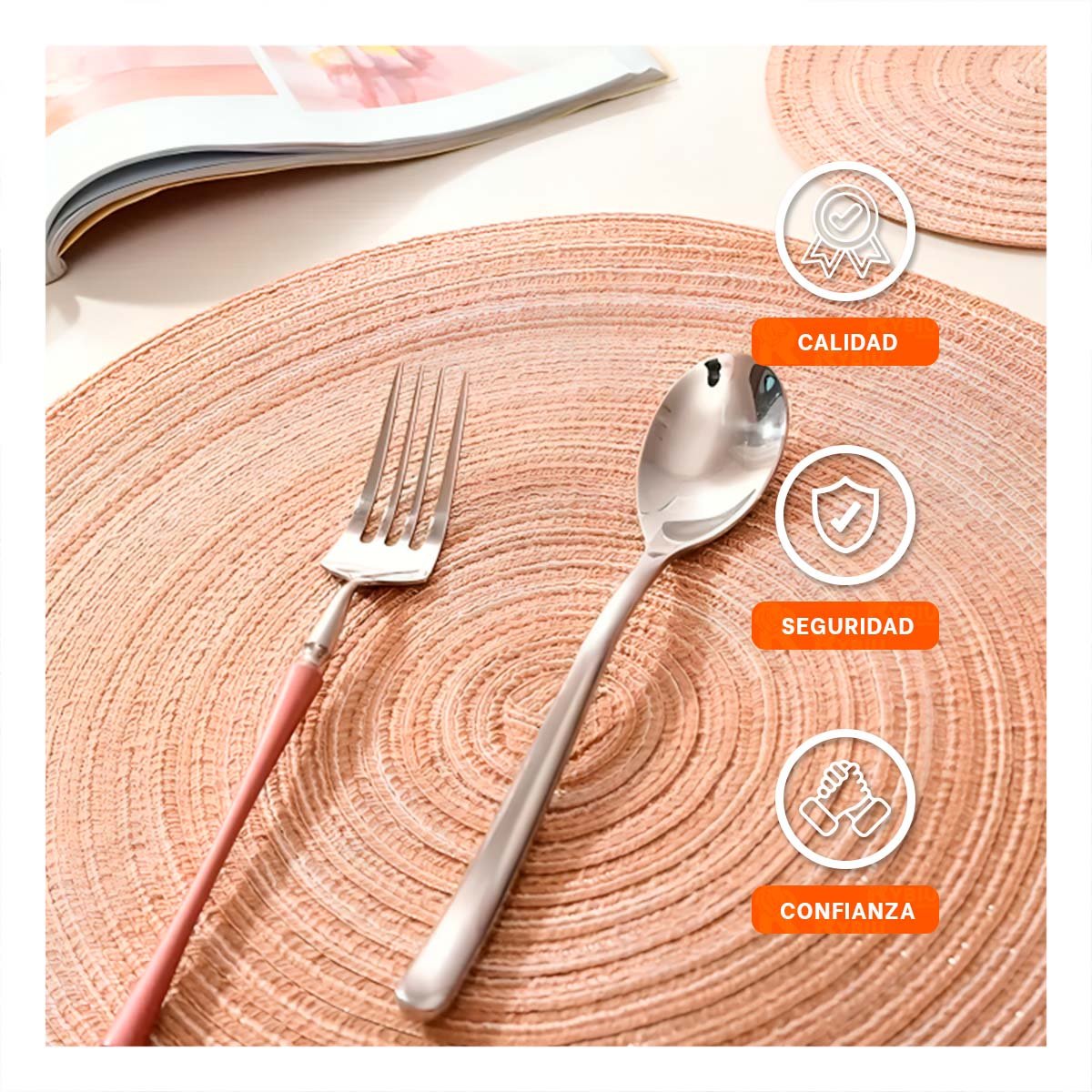 MANTEL INDIVIDUAL CIRCULAR BOHO BEIGE PARA DECORACION DE MESA HOGAR - 1