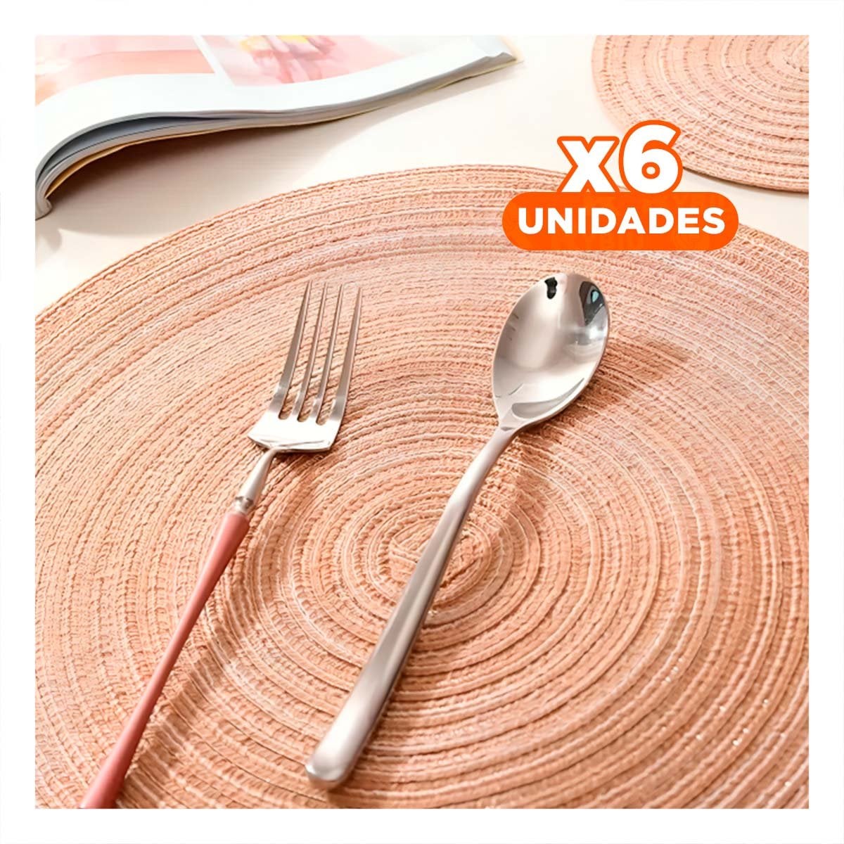 PACK6 TAPETE DECORATIVO CIRCULAR BOHO BEIGE ESTILO NATURAL Y+PAPEL REGALO - 1
