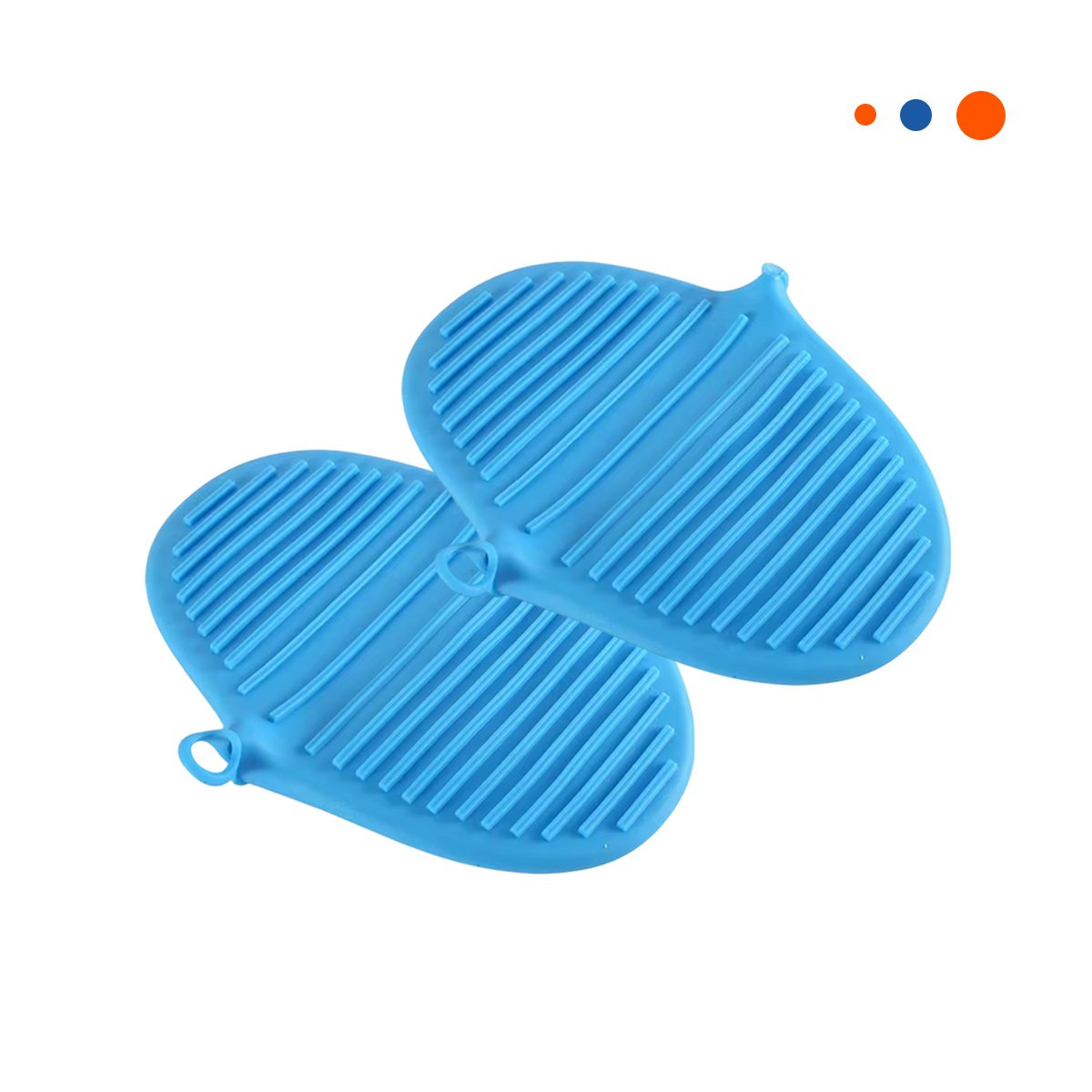 PACK2 MANOPLAS CUBIERTOS DE SILICONA CELESTE PARA PREPARAR ALIMENTOS 7,3X9,5CM Y+REGALO STICKER - 2