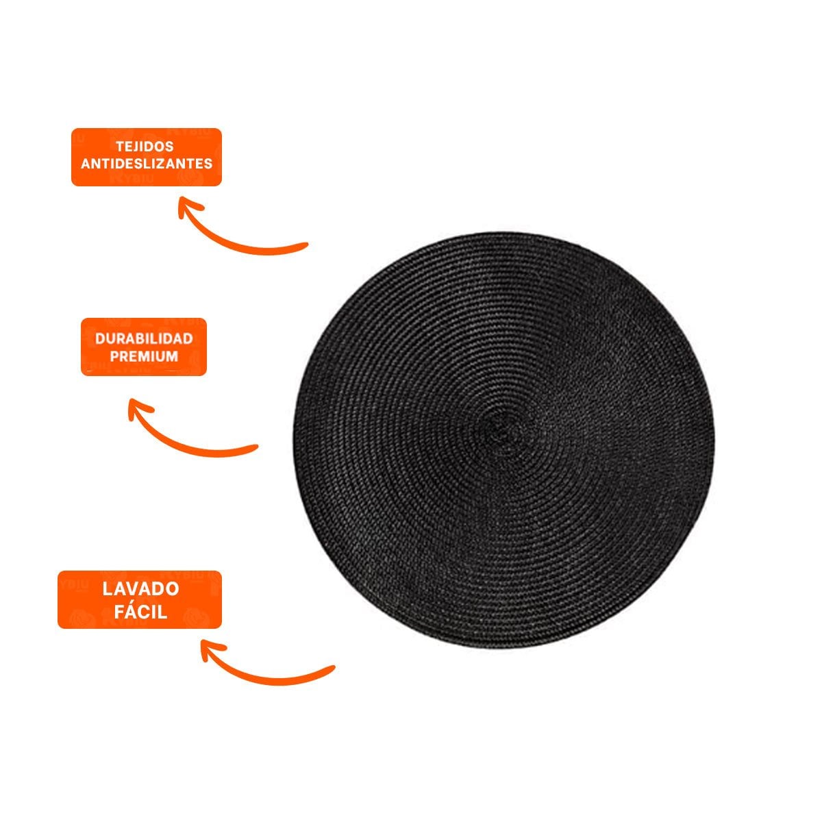 INDIVIDUAL DE COMEDOR CIRCULAR BOHO NEGRO ESTILO BOHO Y+POST IT - 5