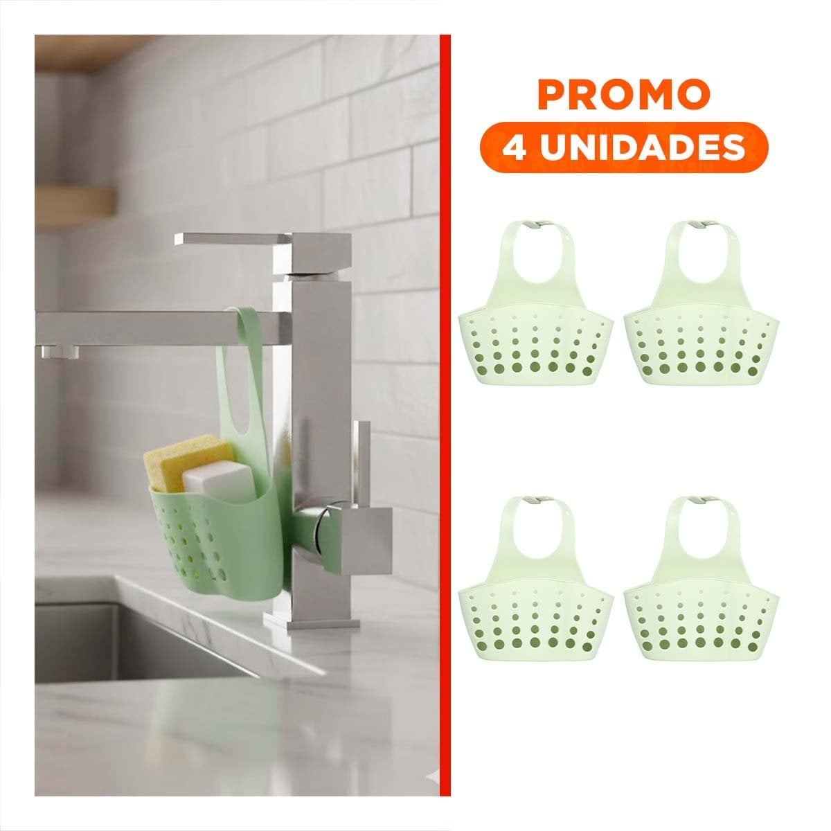 PACK4 CESTA COLGANTE DECORATIVA VERDE PARA BANO Y COCINA 19X15CM - 1