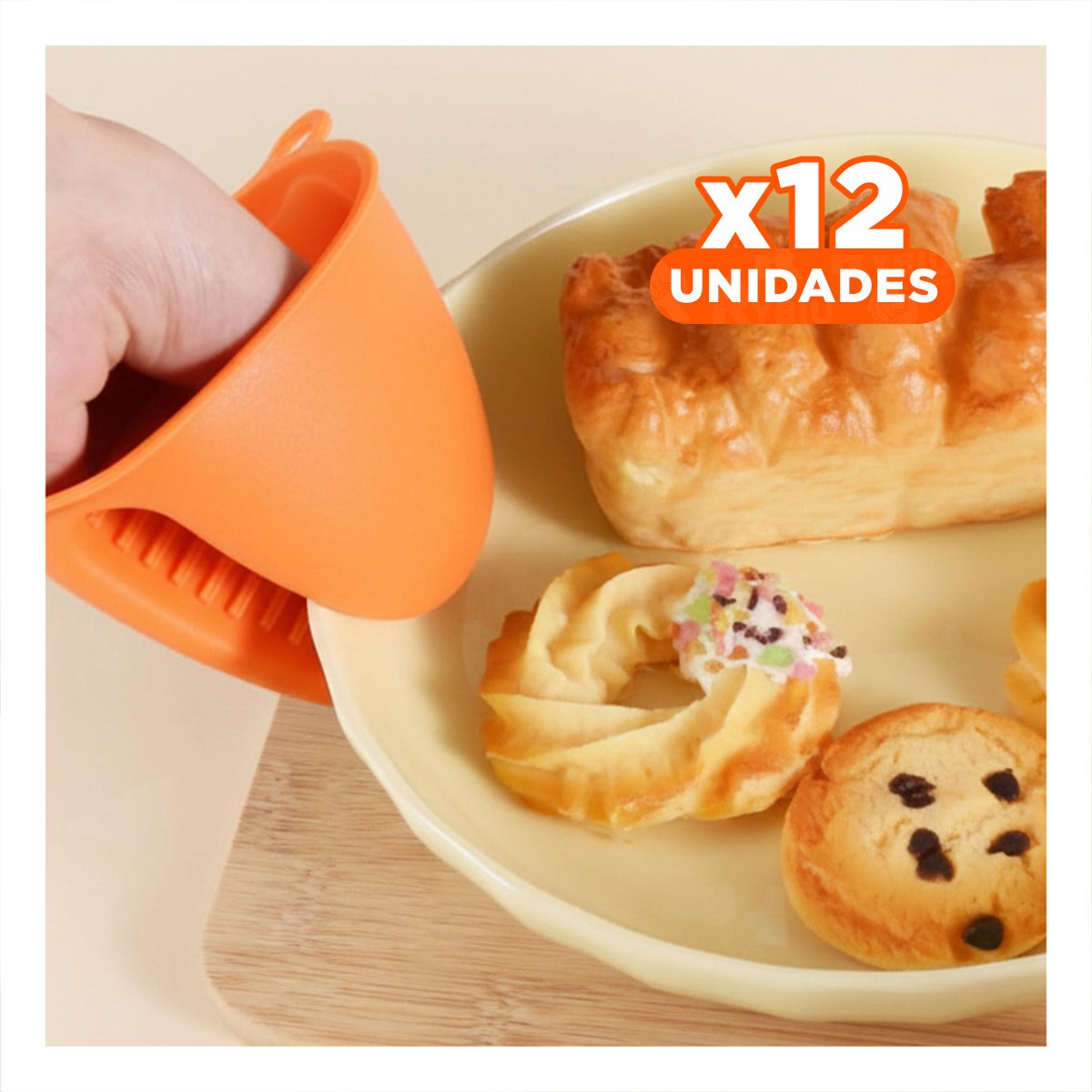 PACK12 CUBIERTOS DE SILICONA NARANJA PARA COCINA Y HOGAR 7,3X9,5CM Y+PAPEL REGALO - 1
