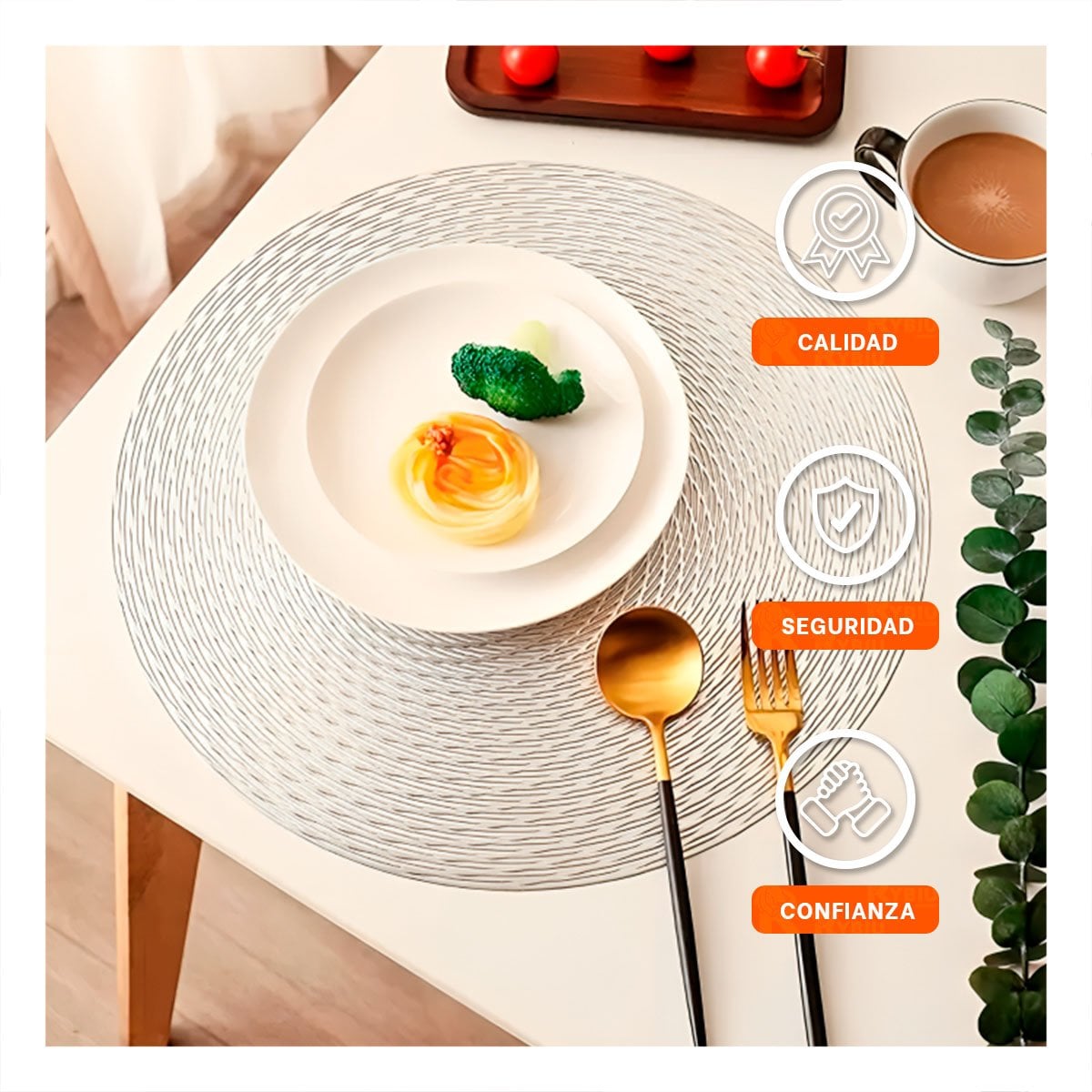 PACK2 MANTEL CIRCULAR ESTILO BOHO PLOMO PARA MESA DE COMEDOR Y+PAPEL REGALO - 5