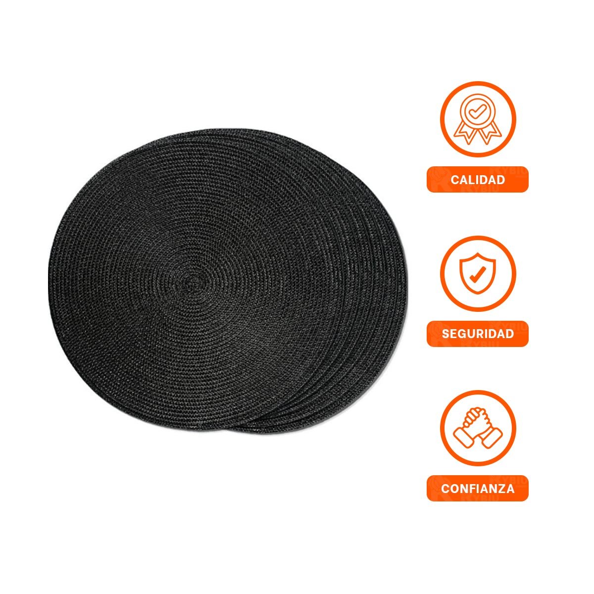 INDIVIDUAL TEXTIL CIRCULAR BOHO NEGRO PARA COMEDOR Y+LIGAS REGALO - 5