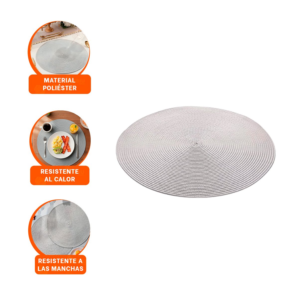INDIVIDUAL DE COMEDOR CIRCULAR BOHO PLOMO ESTILO BOHO Y+POST IT - 5