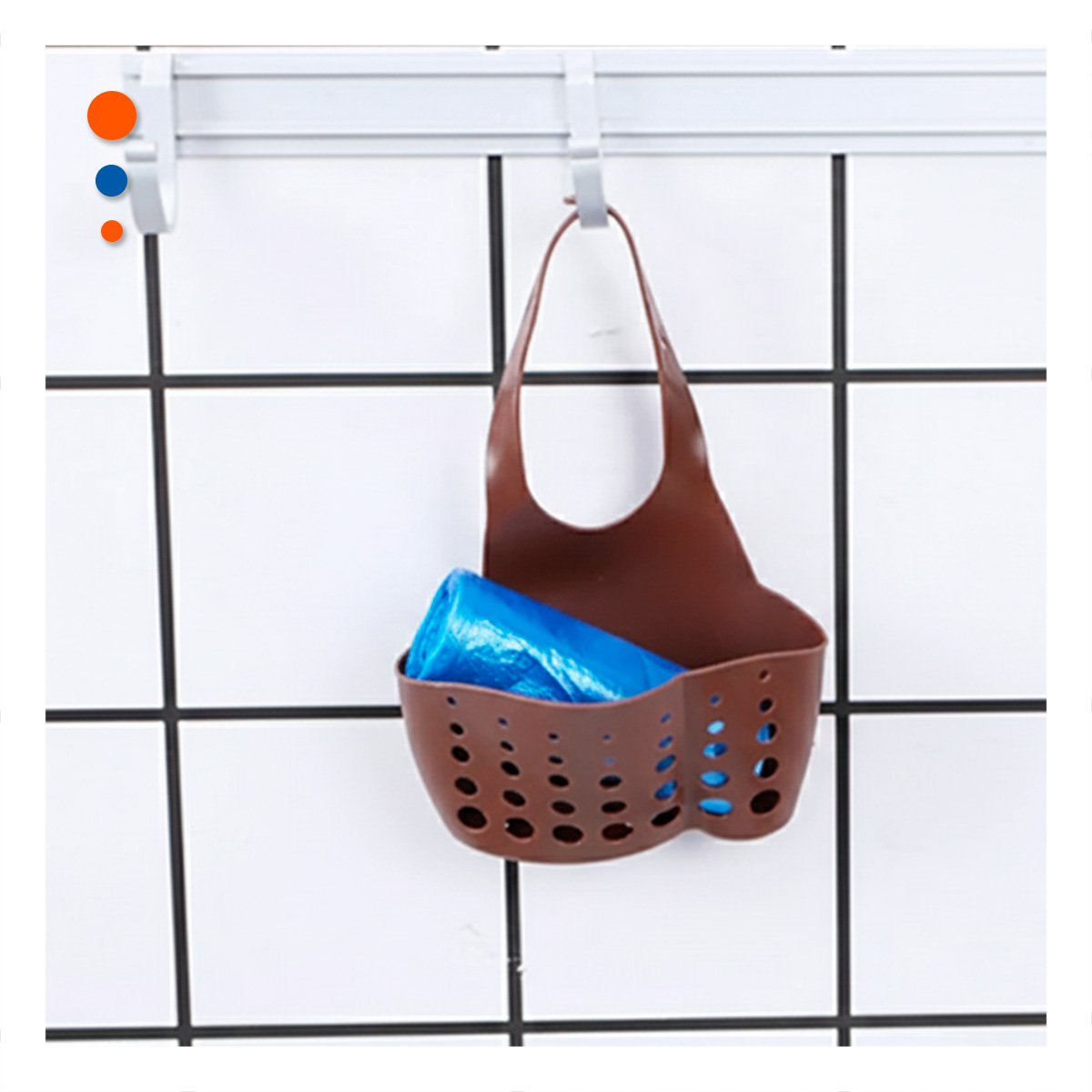 PACK4 CESTA COLGANTE DECORATIVA MARRON PARA BANO Y COCINA 19X15CM - 2