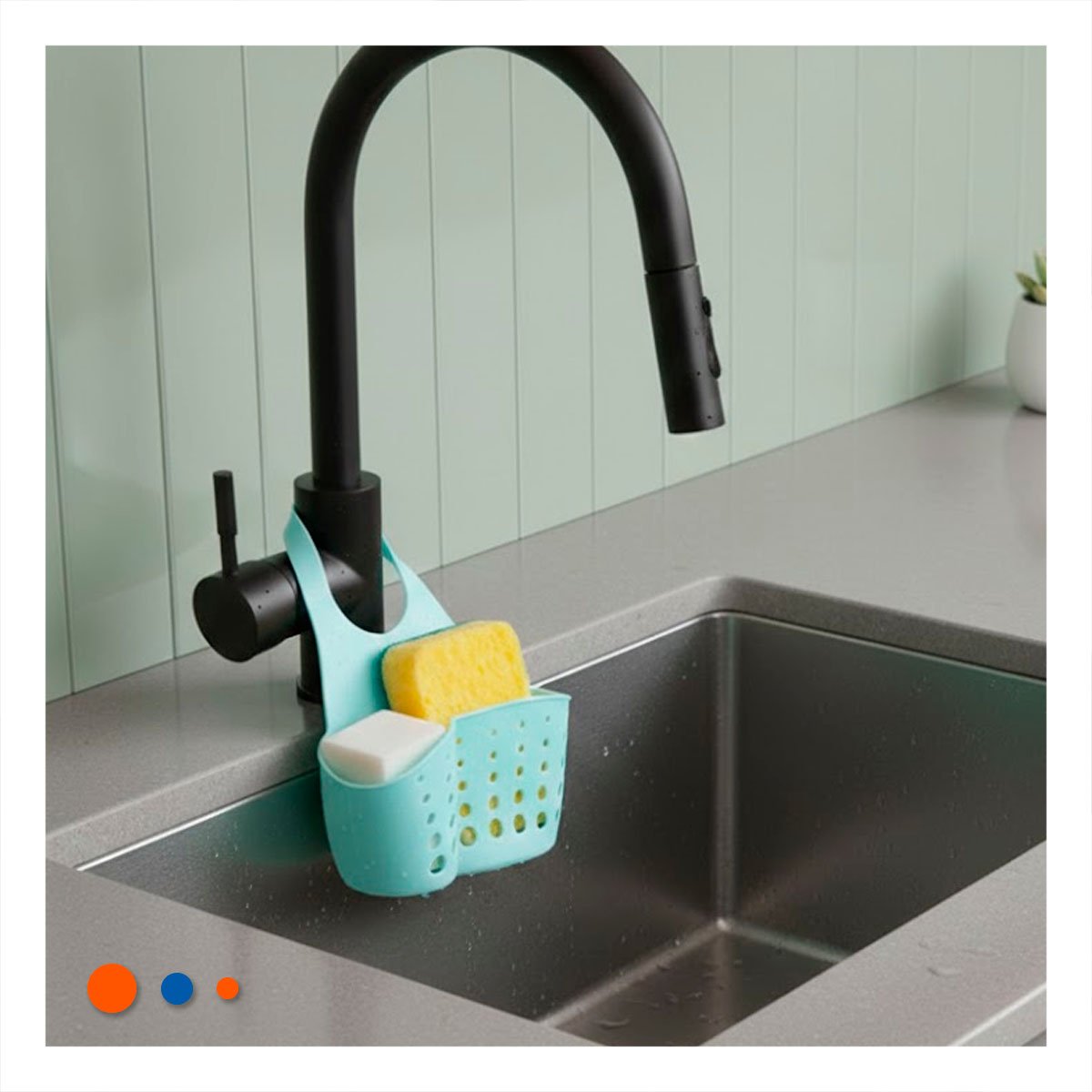 CANASTA COLGANTE CELESTE PARA MANTENER EL BANO ORDENADO 19X15CM Y+LIGAS REGALO - 3
