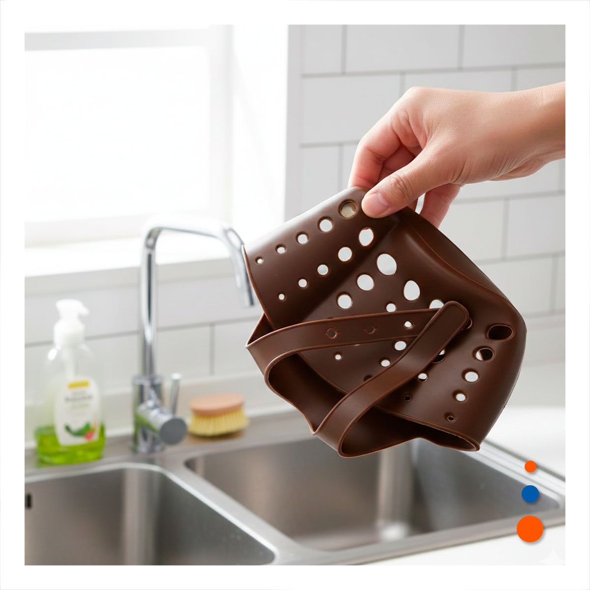 PACK2 CESTA COLGANTE MARRON PARA ORGANIZAR UTENSILIOS Y ESPONJAS 19X15CM - 2