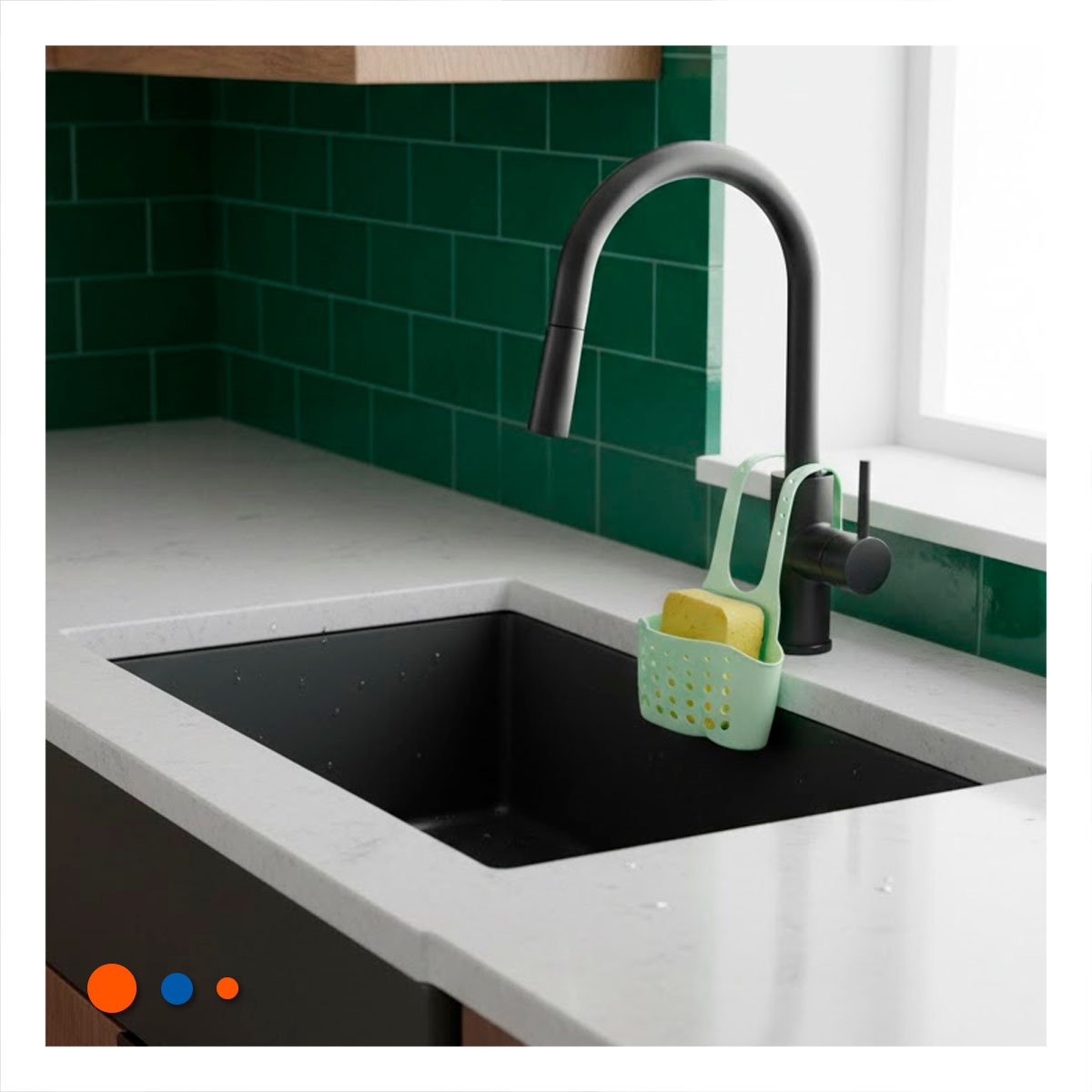 PACK2 CESTA COLGANTE VERDE PARA ALMACENAR ESPONJAS Y PRODUCTOS 19X15CM Y+REGALO STICKER - 3
