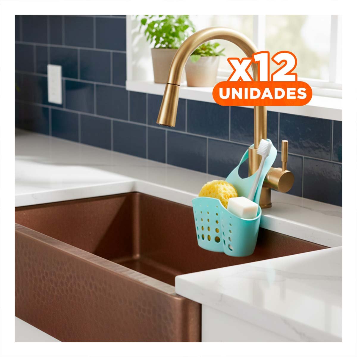 PACK12 PORTAOBJETOS COLGANTE CELESTE COMPACTO Y FACIL DE INSTALAR 19X15CM Y+REGALO STICKER - 1