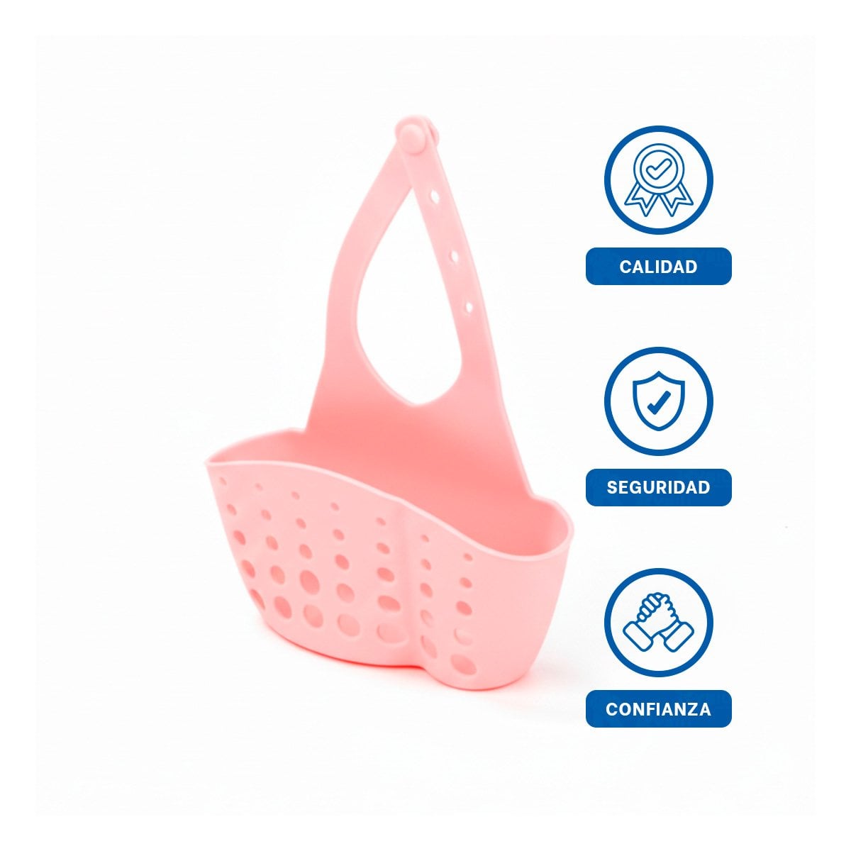CANASTA COLGANTE ROSADO PARA MANTENER EL BANO ORDENADO 19X15CM Y+LIGAS REGALO - 5