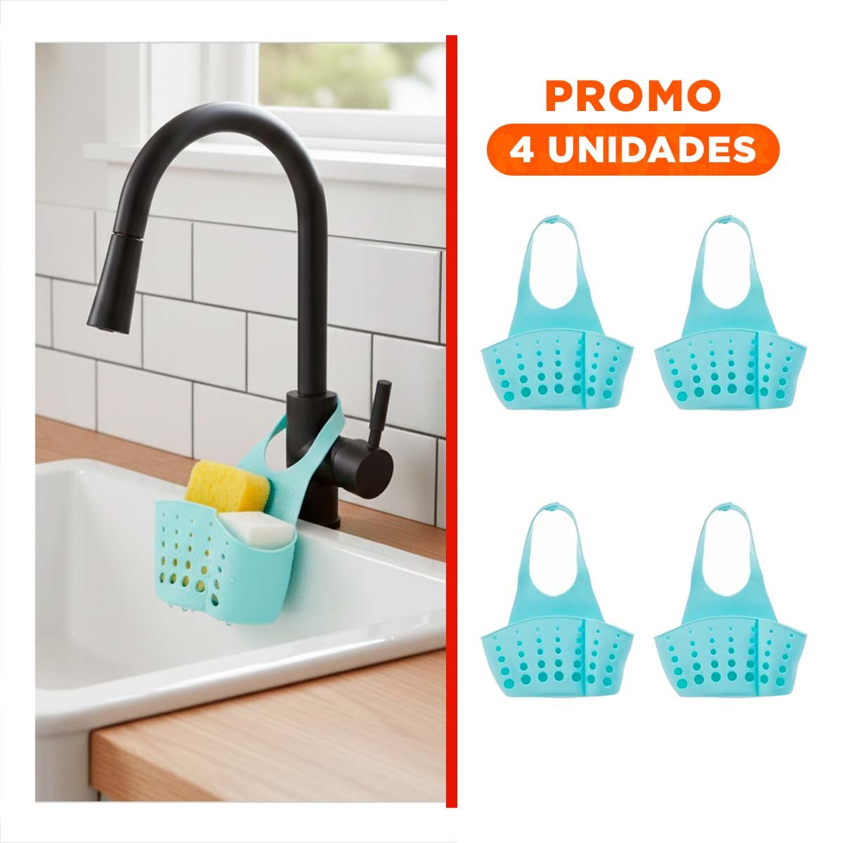 PACK4 CESTA COLGANTE DECORATIVA CELESTE PARA BANO Y COCINA 19X15CM - 1