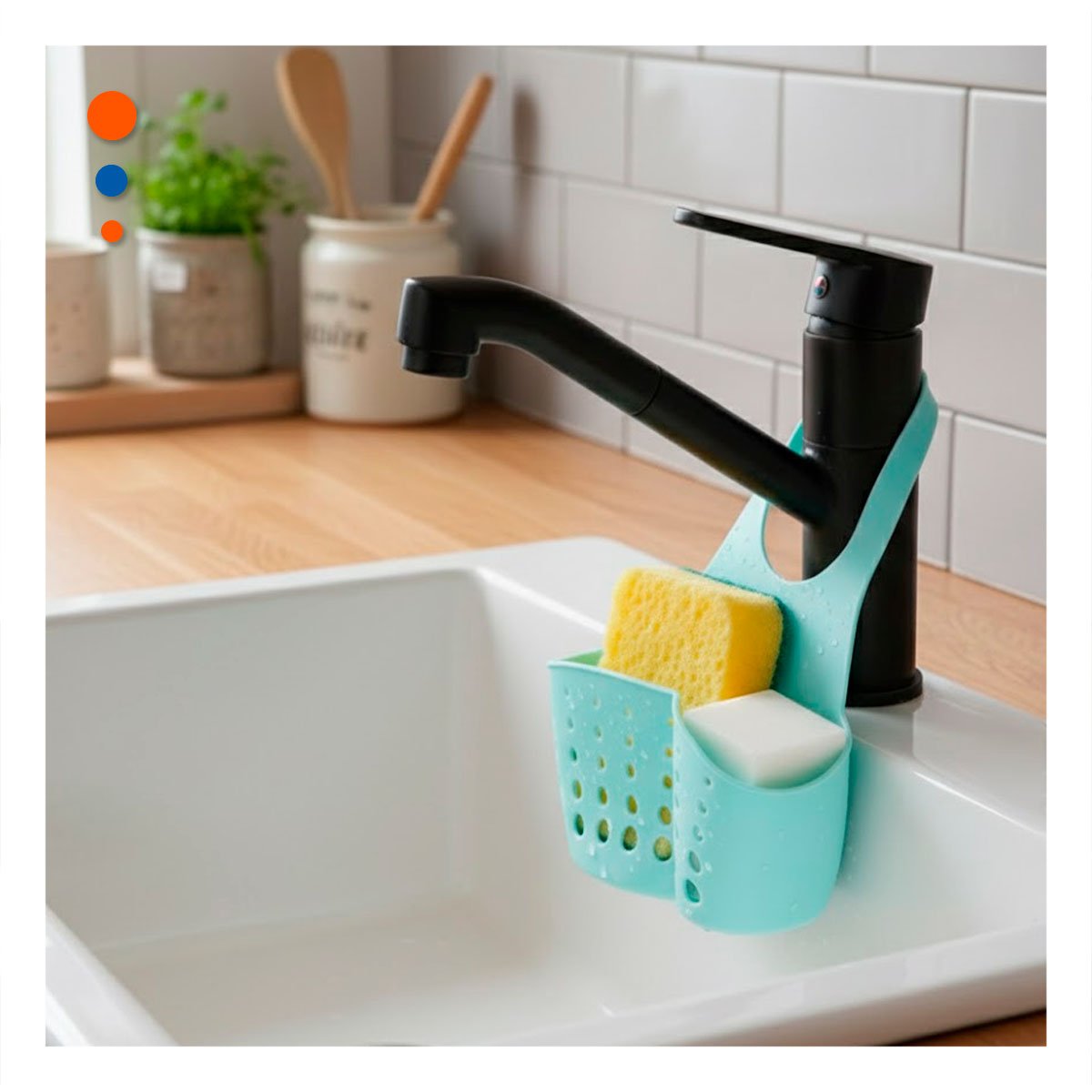 PACK4 CESTA COLGANTE DECORATIVA CELESTE PARA BANO Y COCINA 19X15CM - 2