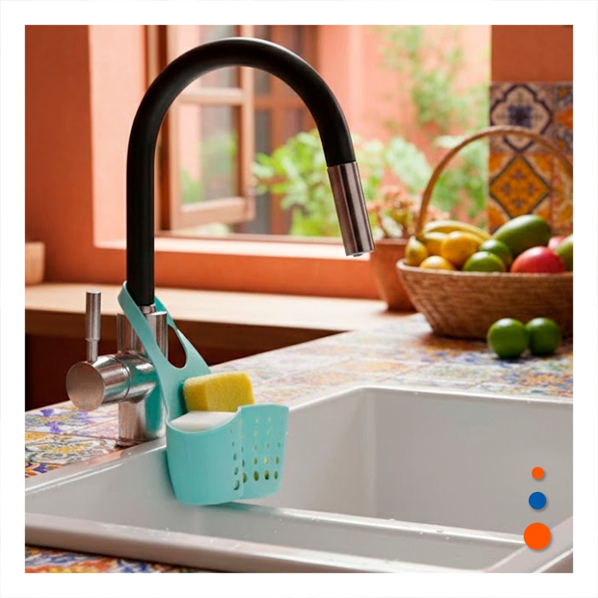 PACK4 CESTA COLGANTE DECORATIVA CELESTE PARA BANO Y COCINA 19X15CM - 3