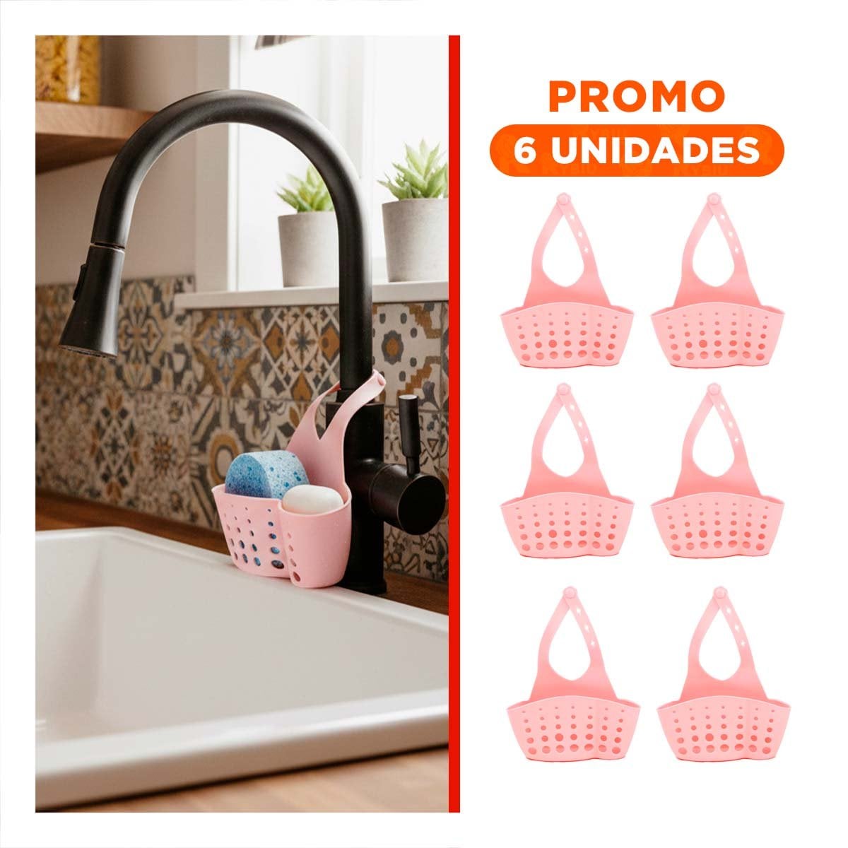 PACK6 CONTENEDOR COLGANTE DECORATIVO ROSADO PARA BANO Y LAVANDERIA 19X15CM Y+REGALO STICKER - 1