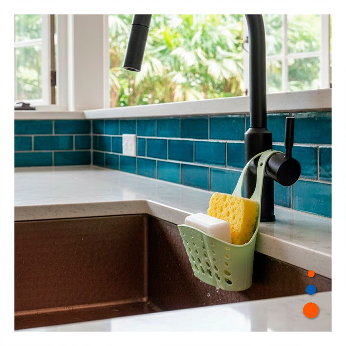 PACK2 CESTA COLGANTE VERDE PARA ORGANIZAR UTENSILIOS Y ESPONJAS 19X15CM - 2
