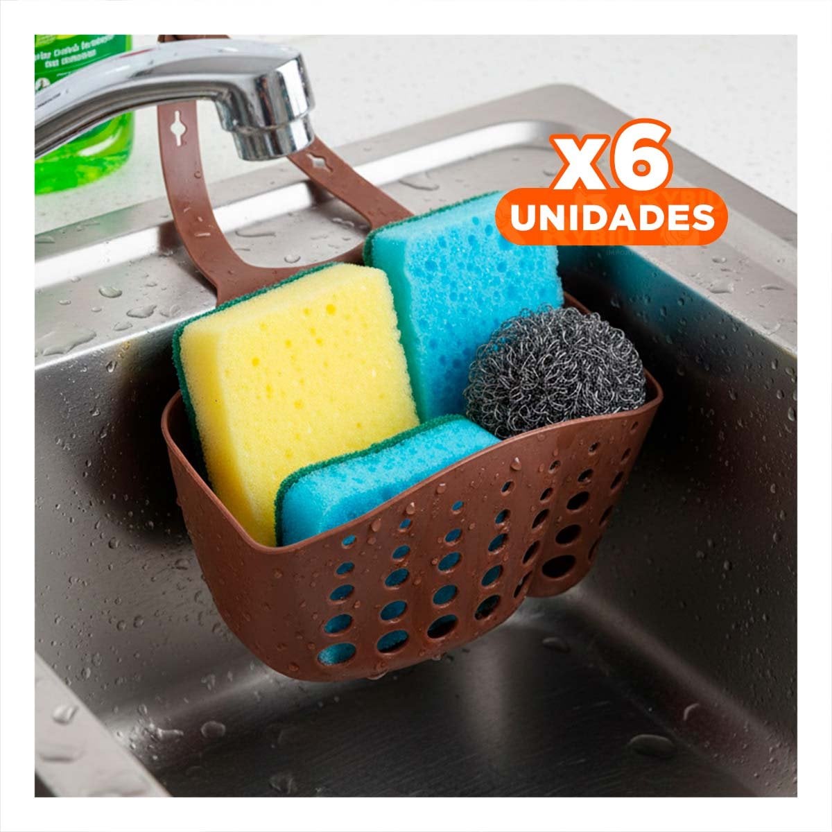 PACK6 CONTENEDOR COLGANTE MARRON PRACTICA ORGANIZACION PARA LA COCINA 19X15CM - 1