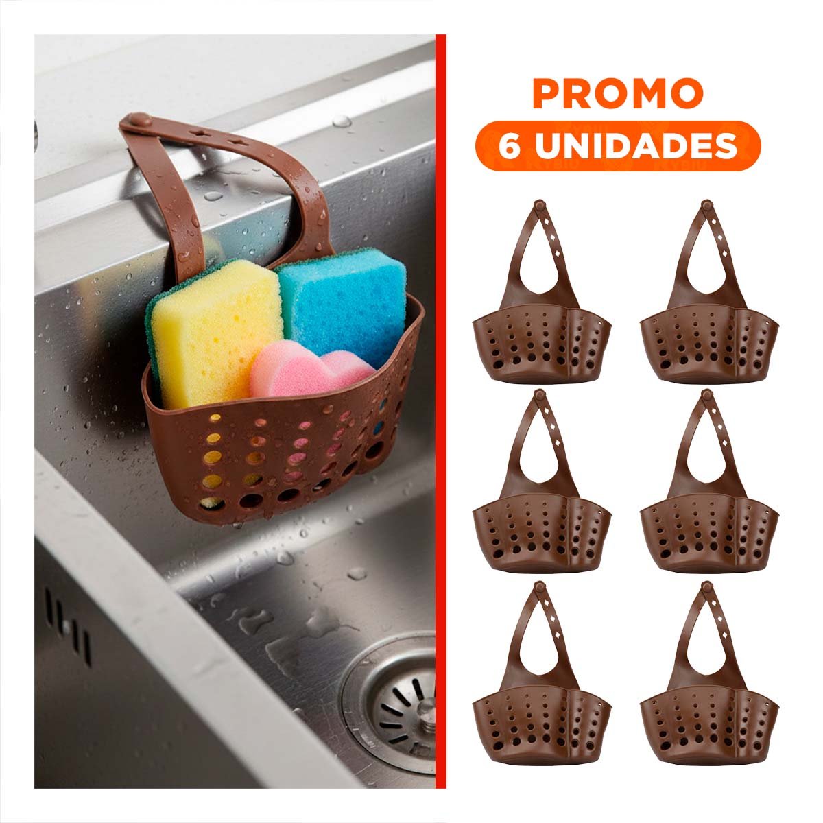 PACK6 CONTENEDOR COLGANTE DECORATIVO MARRON PARA BANO Y LAVANDERIA 19X15CM Y+REGALO STICKER - 1