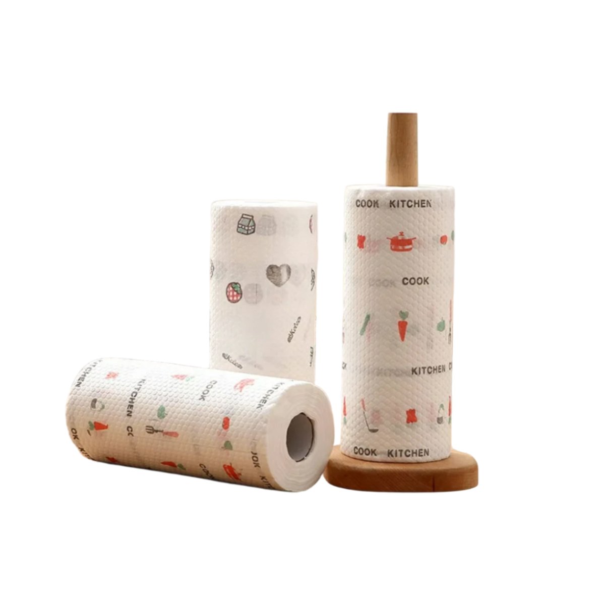 ROLLO DE PAPEL TOALLA DOBLE CAPA CON DIBUJOS COLOR BLANCO COCINA PRACTICA Y+REGALO STICKER - 1