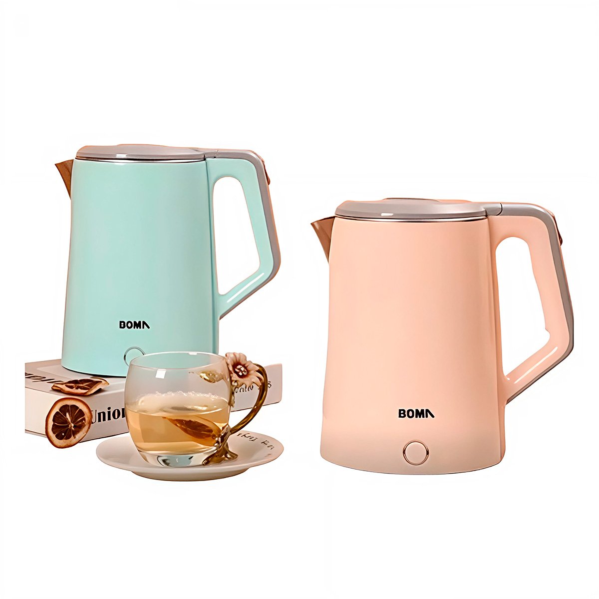 PACK4 TETERA ELECTRICA DURADERA CON TAPA TRANSPARENTE Y VERTIDO FACIL 2,3L MELON YPAPEL REGALO - 3