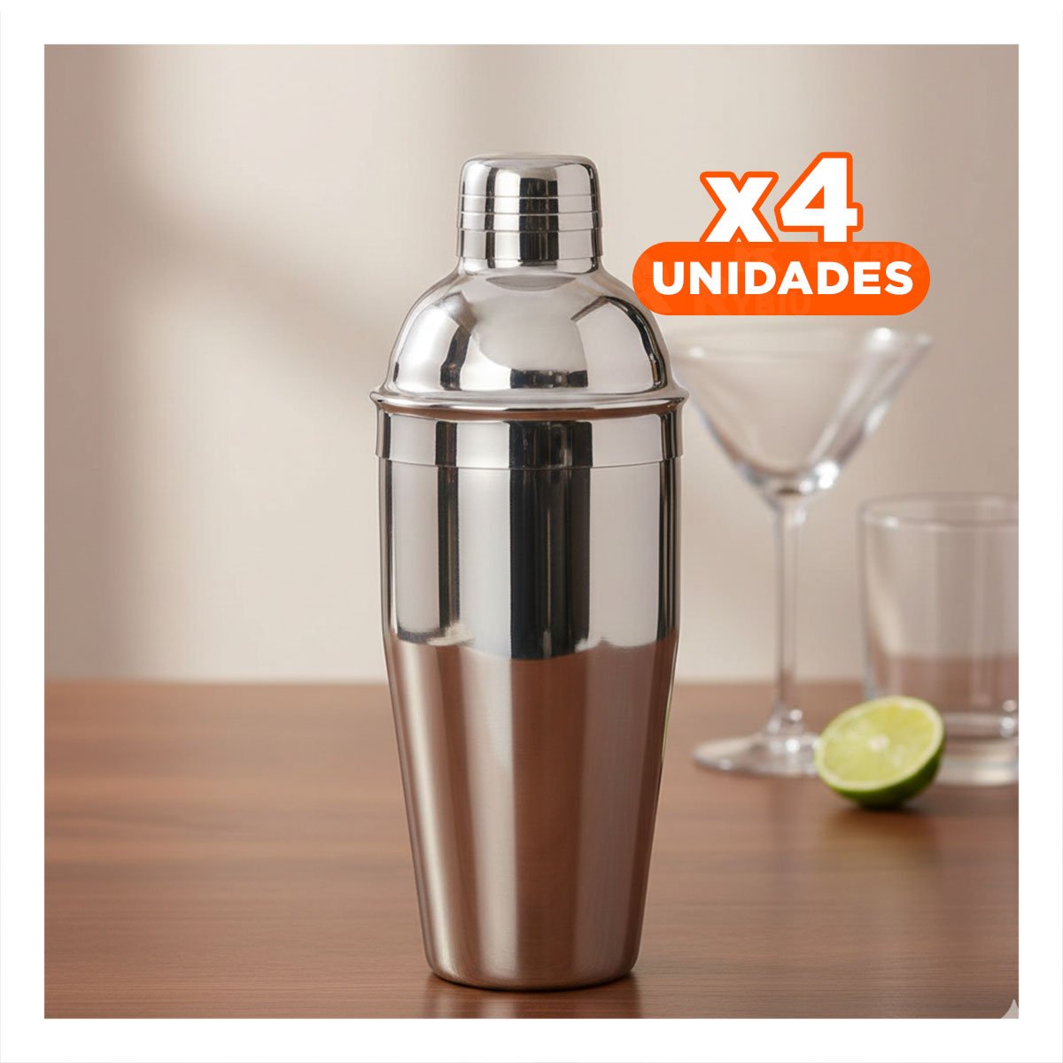 PACK4 CONTAINER METALICO PLATEADO PARA MEZCLAS RAPIDAS Y DRINKS 8,5X23,5CM YREGALO STICKER - 1