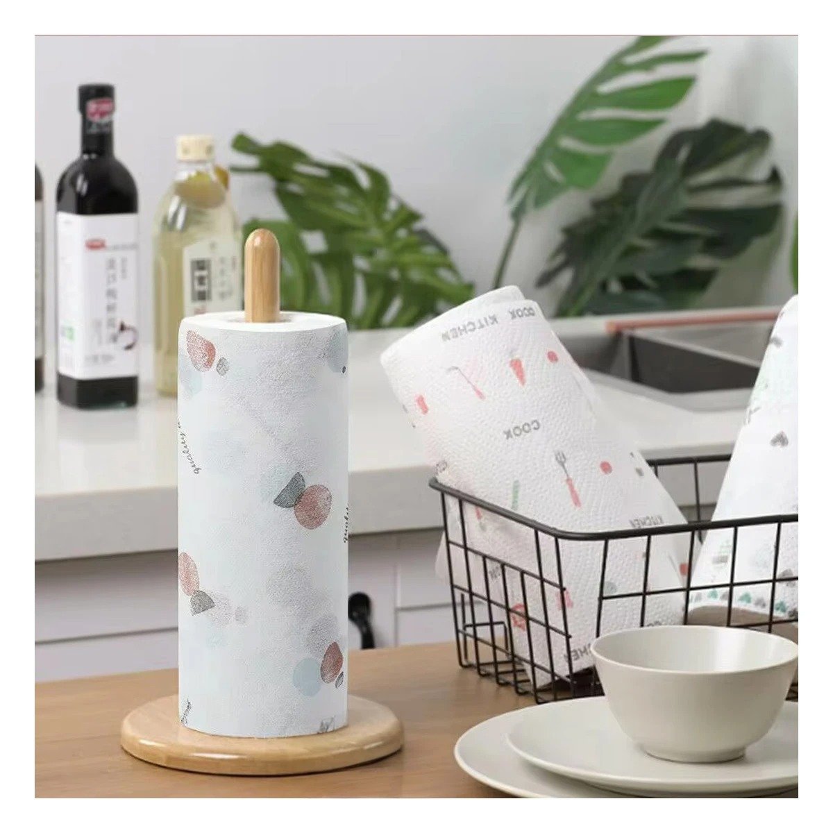 PACK4 SERVILLETAS DE PAPEL TOALLA COLOR BLANCO CON DIBUJOS DOBLE CAPA COCINA - 3
