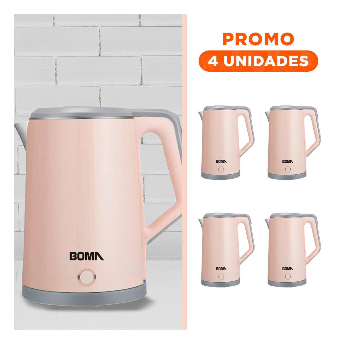 PACK4 TETERA ELECTRICA SEGURA CON ENCENDIDO RAPIDO Y ASA ERGONOMICA 2,3L MELON - 1
