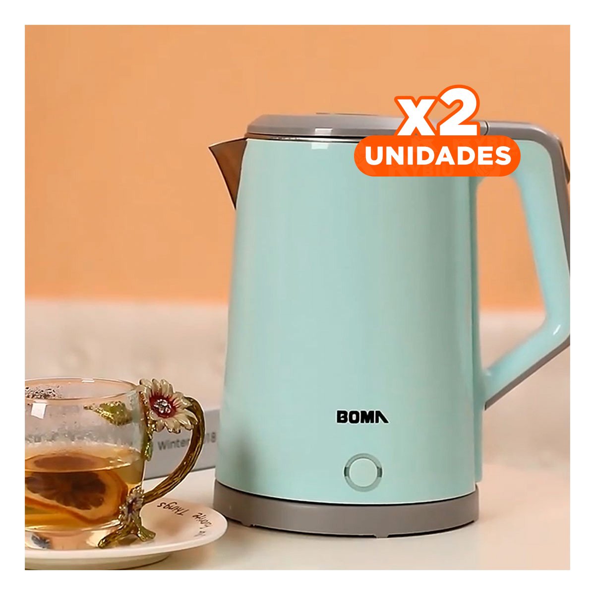PACK2 TETERA ELECTRICA CON FILTRO INTEGRADO Y APAGADO AUTOMATICO 2,3L CELESTE - 1