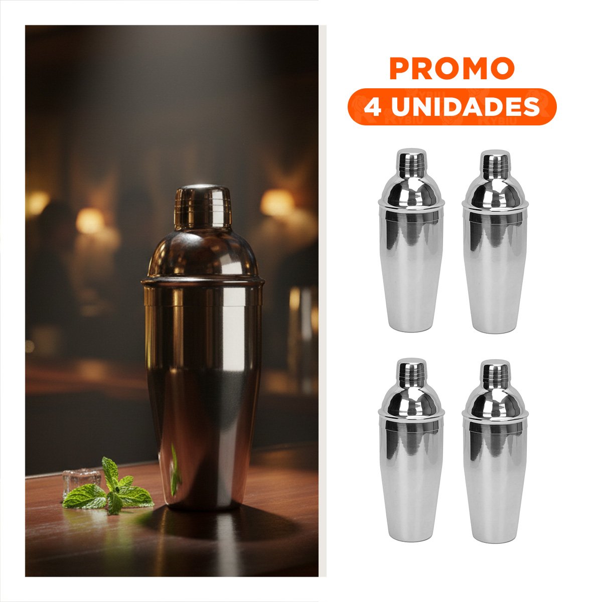 PACK4 FRASCO PREMIUM METALICO PLATEADO PARA PREPARACIONES RAPIDAS 8,5X23,5CM - 1