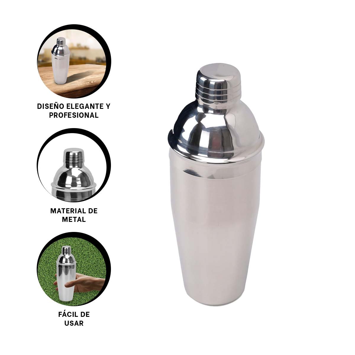 BOTELLA MIX METALICA PLATEADO IDEAL PARA FIESTA Y BAR EN CASA 8,5X23,5CM YPOST IT - 5
