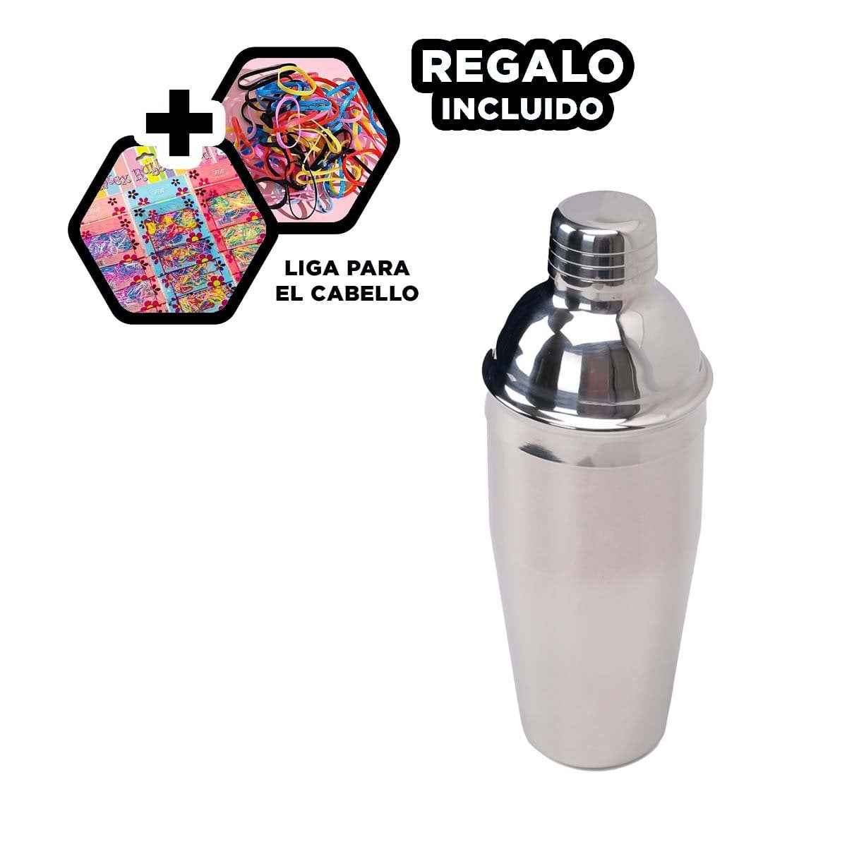 BOTELLA PROFESIONAL METALICA PLATEADO RESISTENTE PARA USO DIARIO 8,5X23,5CM YLIGAS REGALO - 2
