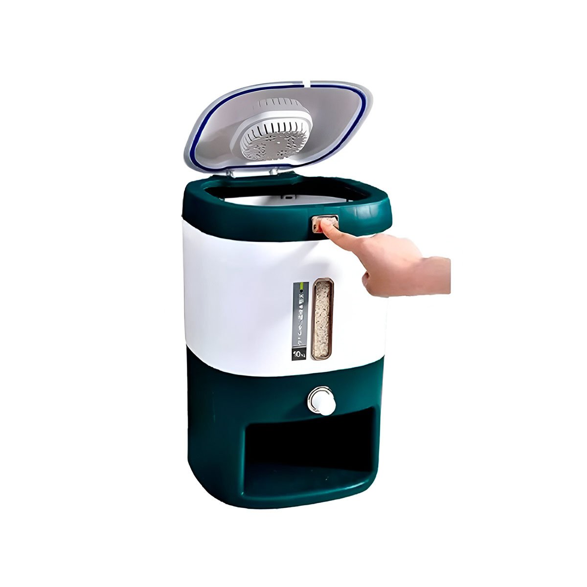 DISPENSADOR DE CEREALES Y ARROZ CON CUERPO VERDE CAPACIDAD 10KG Y+LIGAS REGALO - 5