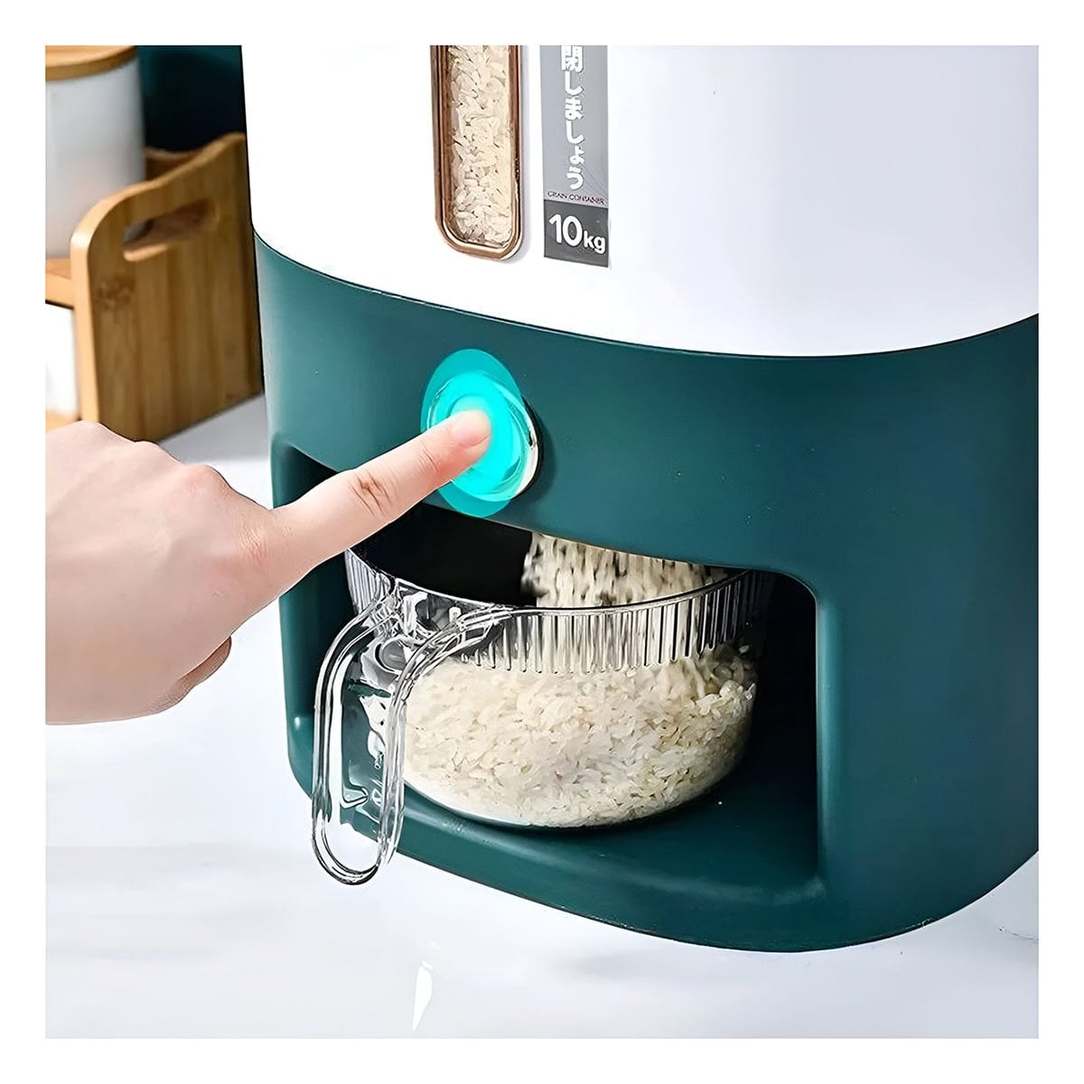 DISPENSADOR MULTIUSO VERDE PARA ARROZ Y CEREALES CON BASE ANTIDESLIZANTE Y+POST IT - 1
