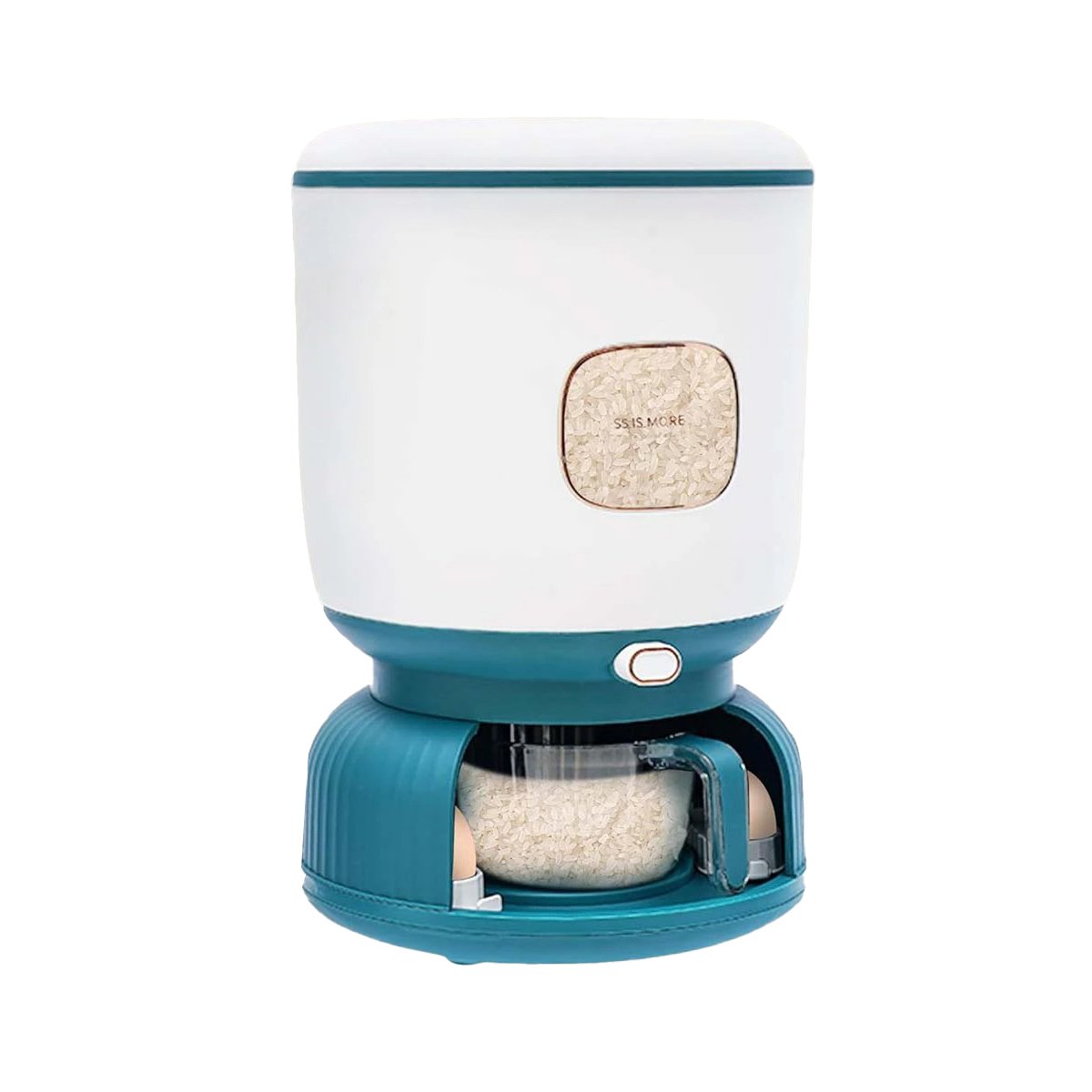 DISTRIBUIDOR DE ARROZ Y LEGUMBRES 10KG CON CONTENEDOR HUEVOS VERDE CON BLANCO Y+REGALO STICKER - 1