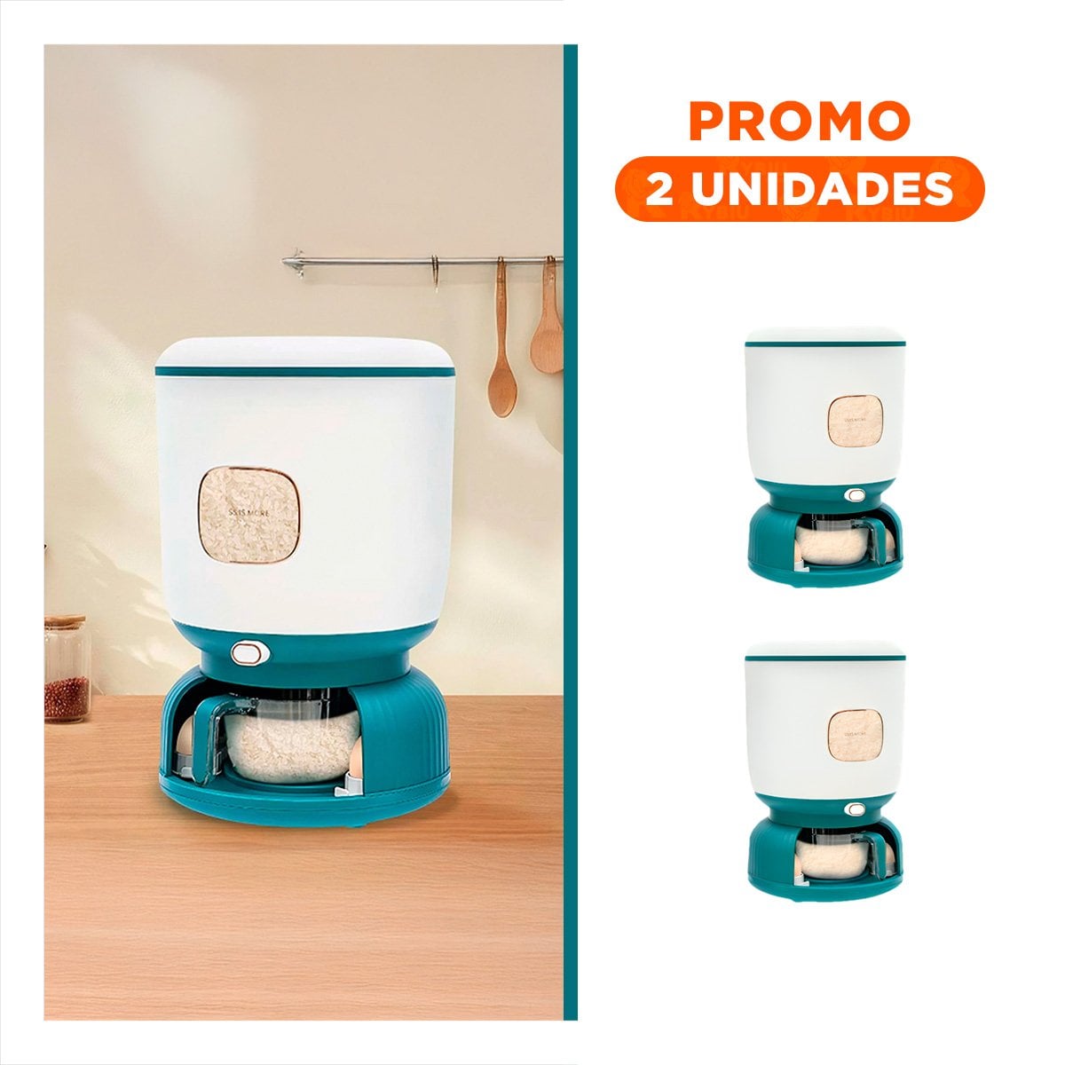 PACK2 EXPENDEDOR DE ARROZ Y LEGUMBRES 10KG CON ALMACENAMIENTO HUEVOS Y+REGALO STICKER - 1