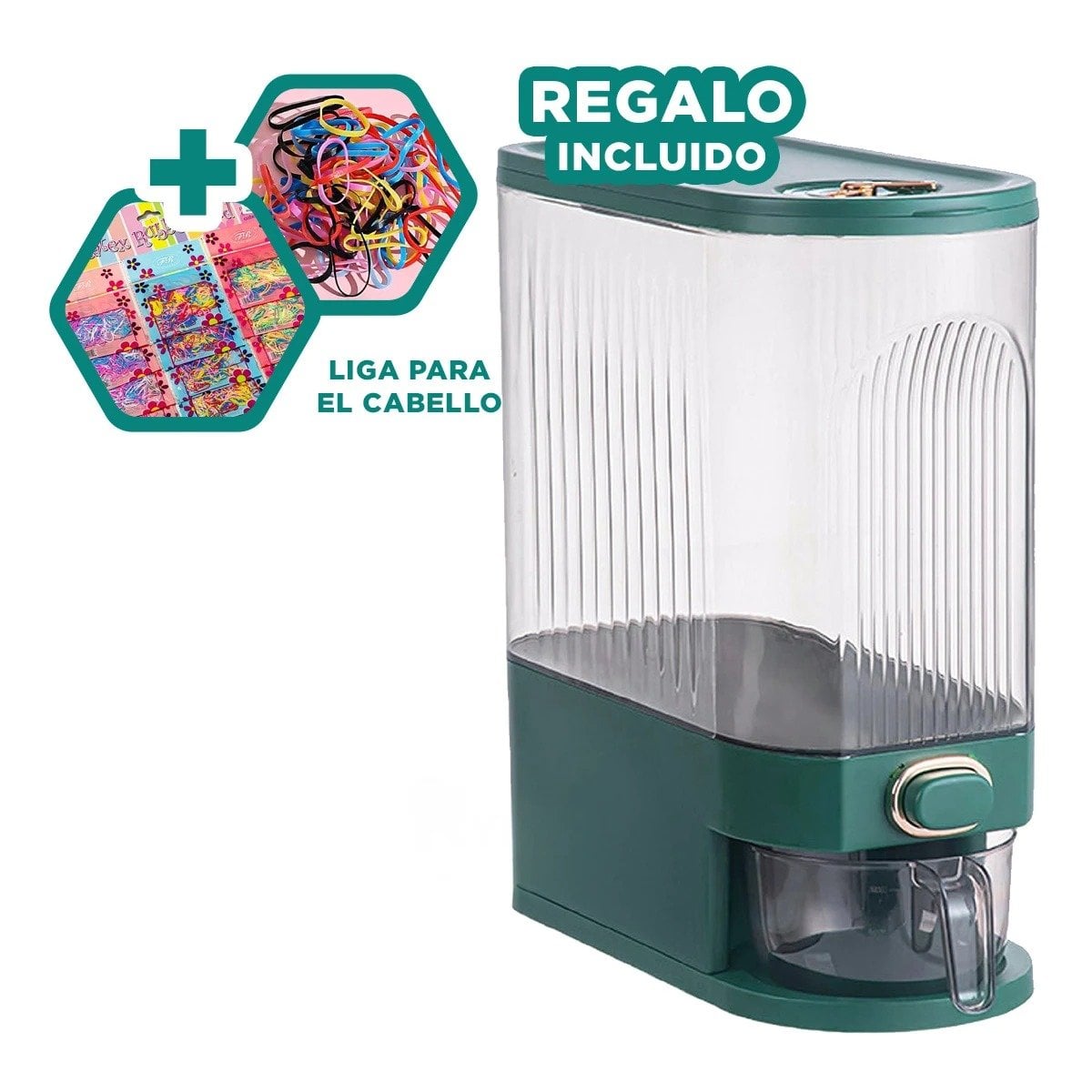 CONTENEDOR DE COCINA 39X16,5X33CM EN VERDE PARA GRANOS SECOS Y+LIGAS REGALO - 2