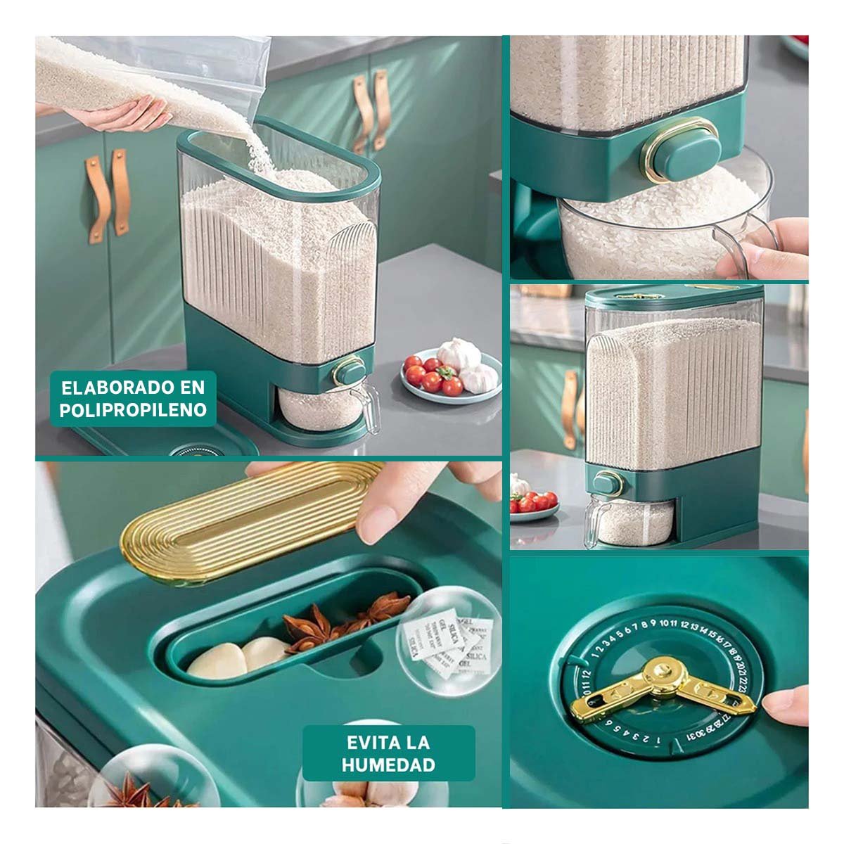 PACK4 CONTENEDOR 39X16,5X33CM VERDE FORMATO CILINDRICO DESPENSA Y+REGALO STICKER - 2