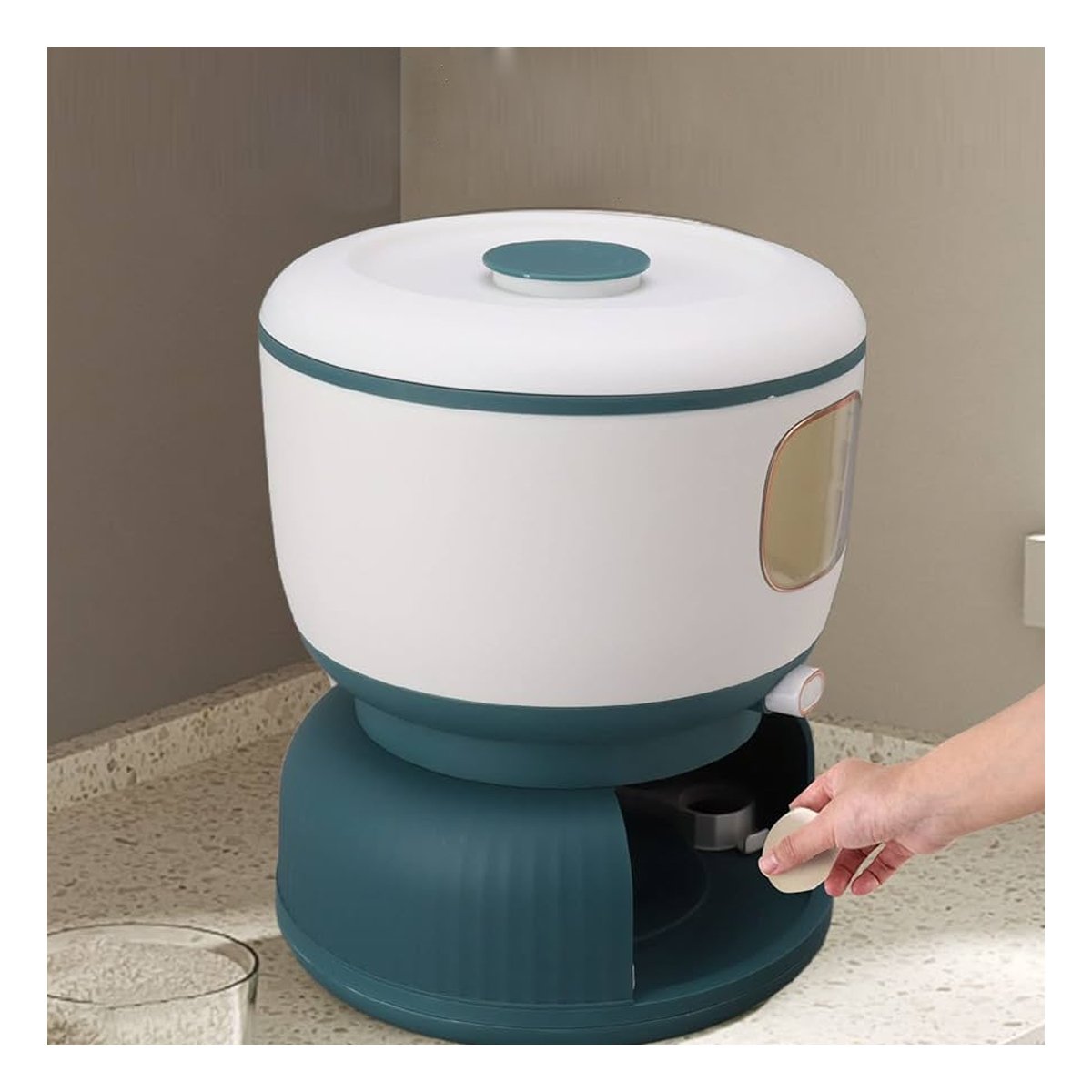 PACK4 PROVEEDOR DE ARROZ Y MENESTRAS 10KG CON HUEVERA VERDE CON BLANCO Y+REGALO STICKER - 5