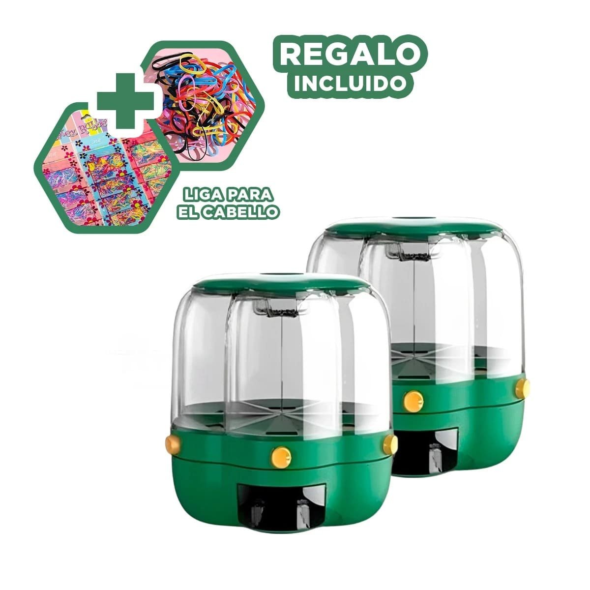 DISPENSADOR GIRATORIO VERDE 6 KG PARA LA UTILIDAD DE HIJOS SANOS Y+LIGAS REGALO - 2