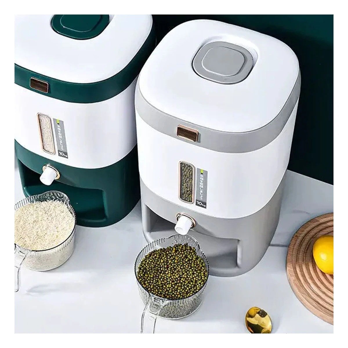DISPENSADOR MULTIUSO PLOMO PARA ARROZ Y CEREALES CON BASE ANTIDESLIZANTE Y+POST IT - 1