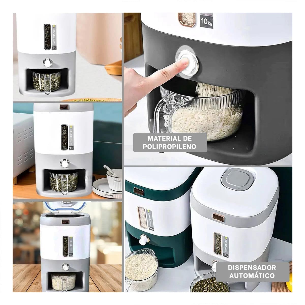 DISPENSADOR MULTIUSO PLOMO PARA ARROZ Y CEREALES CON BASE ANTIDESLIZANTE Y+POST IT - 2
