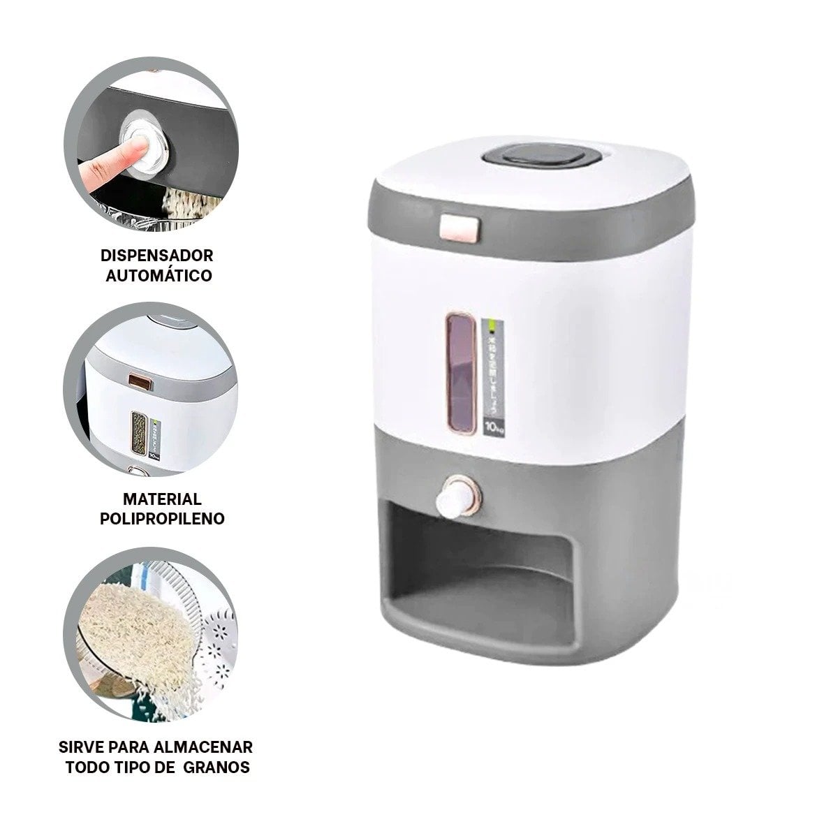 DISPENSADOR MULTIUSO PLOMO PARA ARROZ Y CEREALES CON BASE ANTIDESLIZANTE Y+POST IT - 5