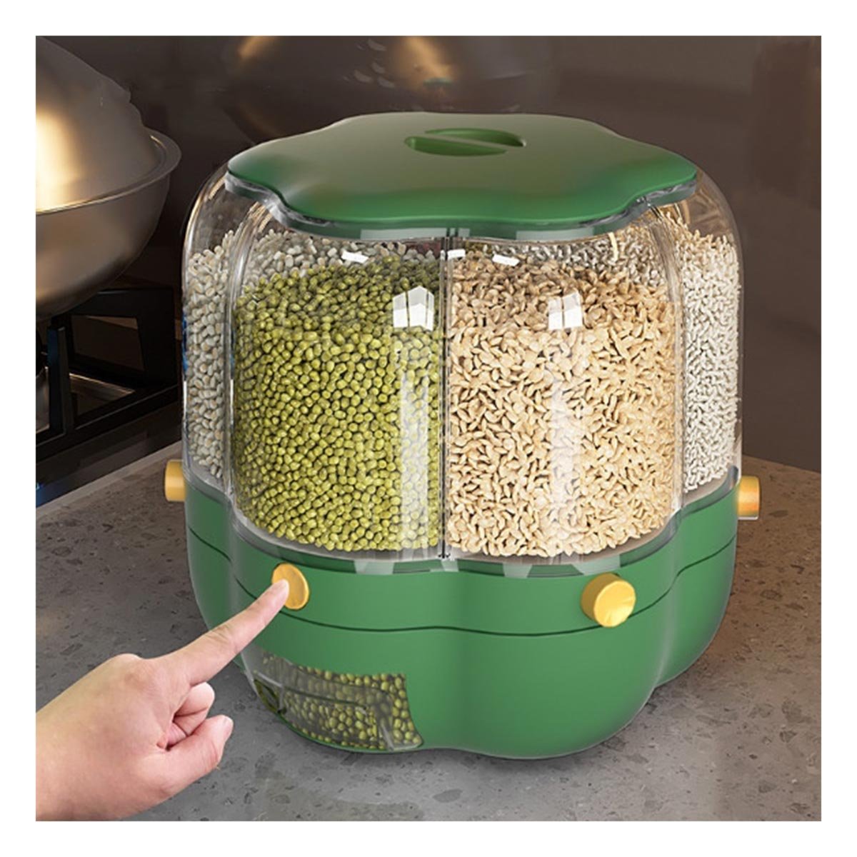 PACK2 ORGANIZADOR DE GRANOS VERDE 6 KG CON MUCHA CAPACIDAD EN SU MESA - 2