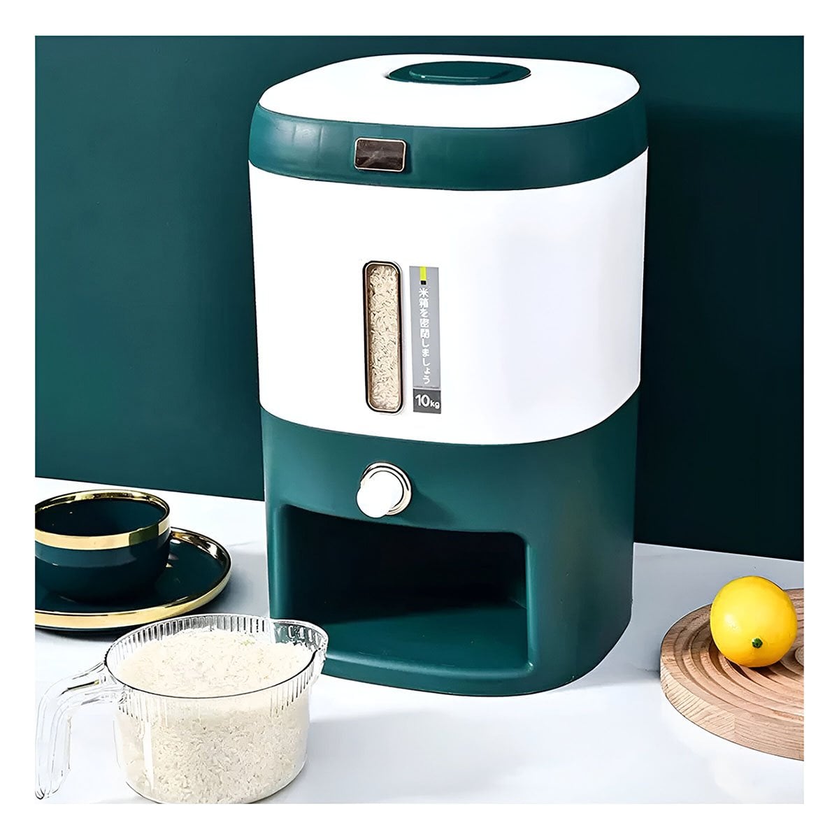 PACK2 CONTENEDOR SEGURO VERDE PARA ARROZ Y CEREALES CON DOSIFICADOR Y+PAPEL REGALO - 2