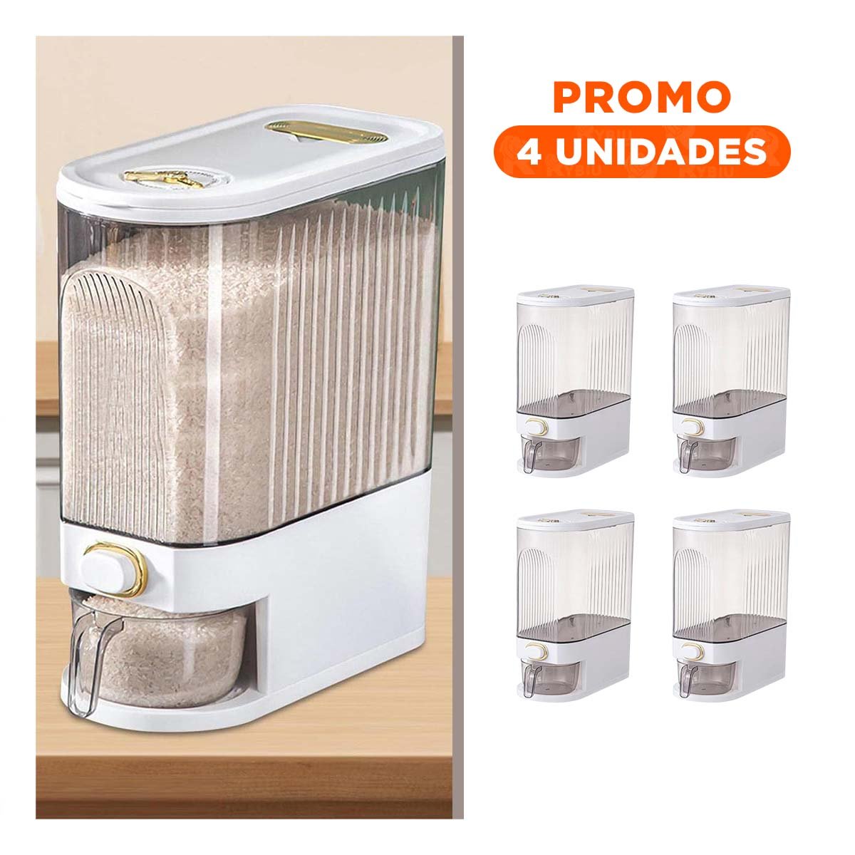 PACK4 CONTENEDOR PARA GRANOS DE DIMENSIONES DE 39X16,5X33CM BLANCO COCINA - 1