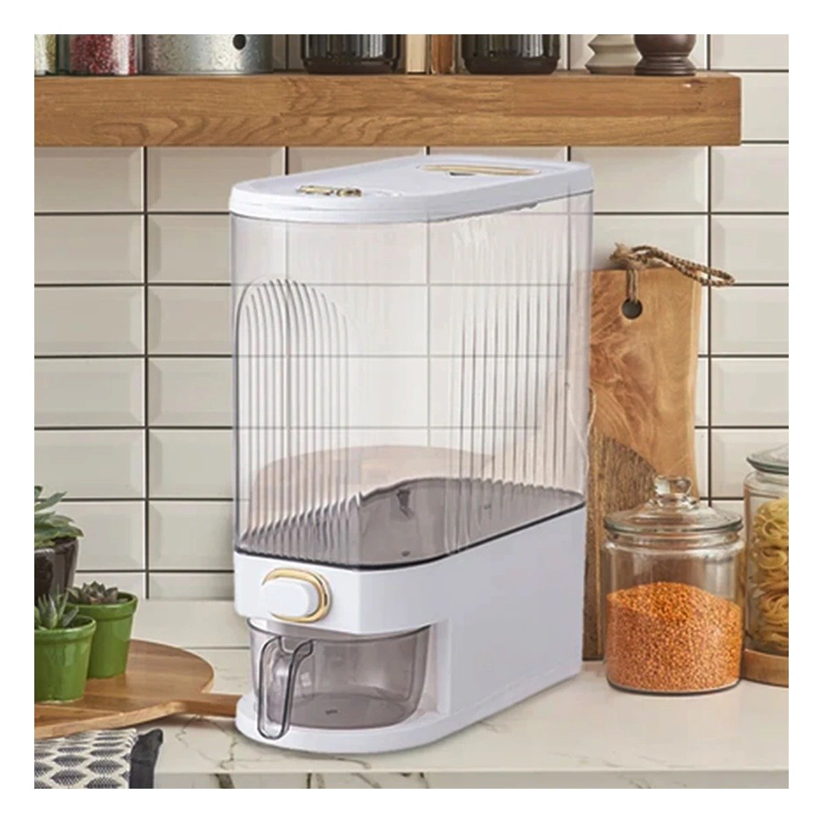 PACK4 CONTENEDOR PARA GRANOS DE DIMENSIONES DE 39X16,5X33CM BLANCO COCINA - 2